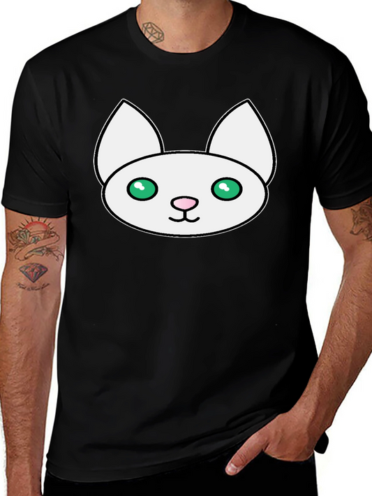 Cute Cat Face Graphic Black T-Shirt