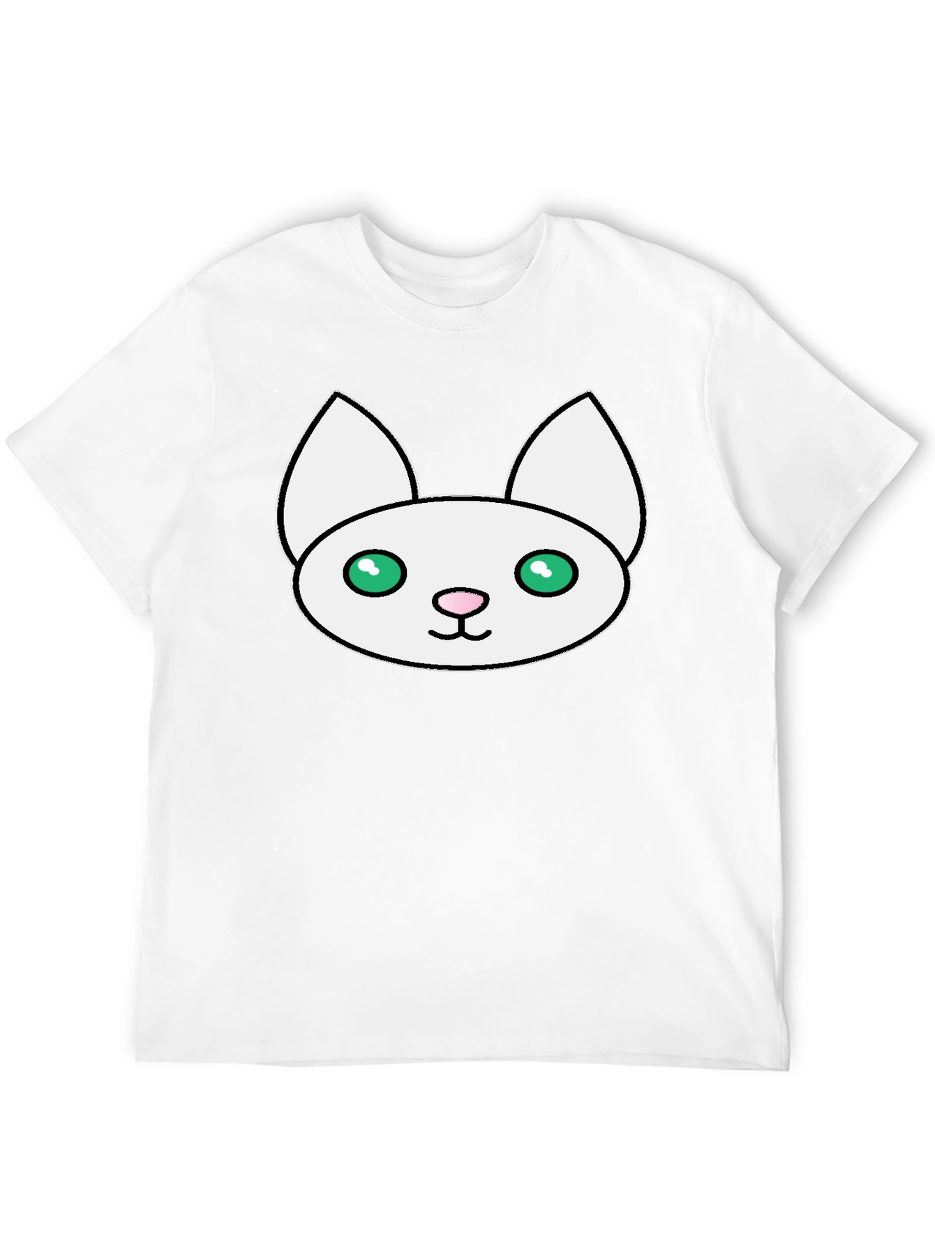 Cute Cat Face Graphic Black T-Shirt