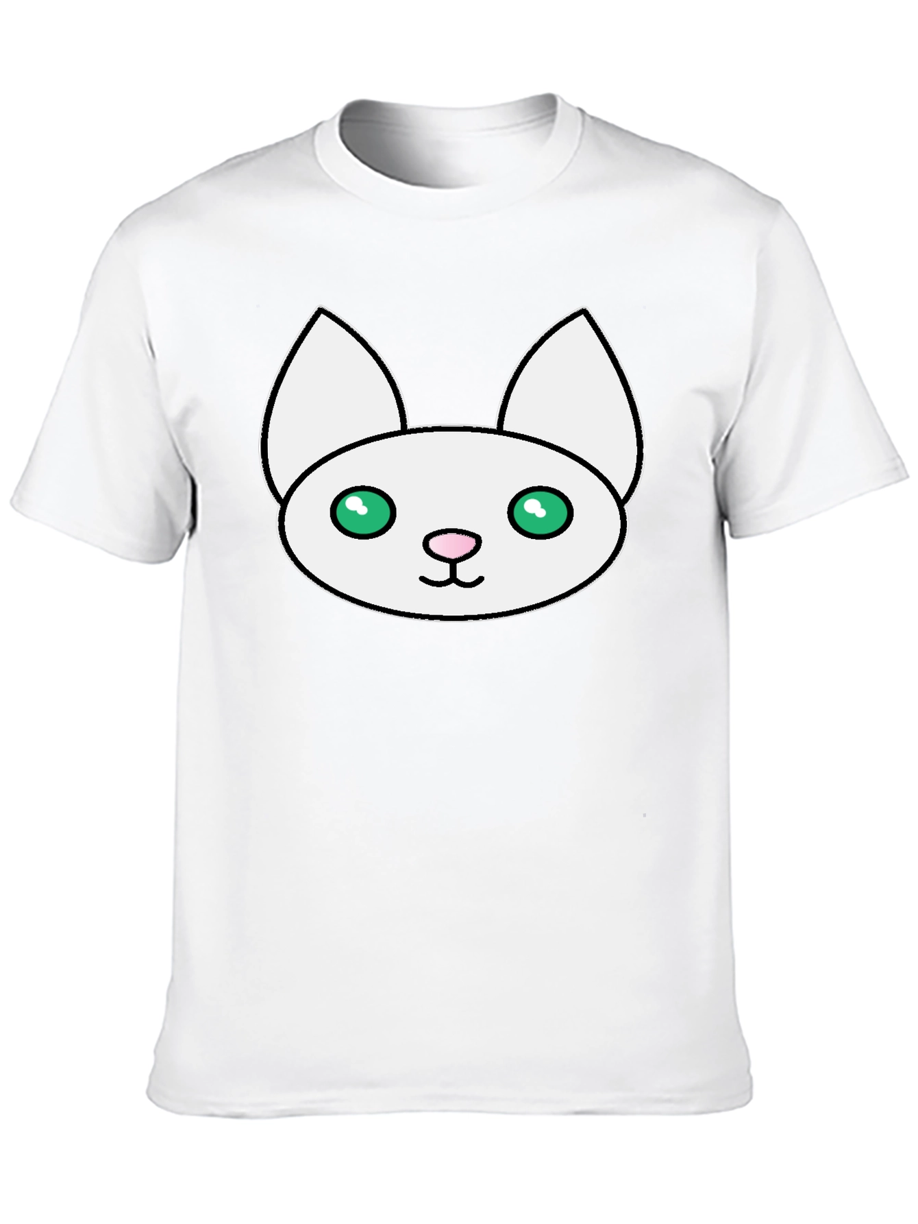 Cute Cat Face Graphic Black T-Shirt
