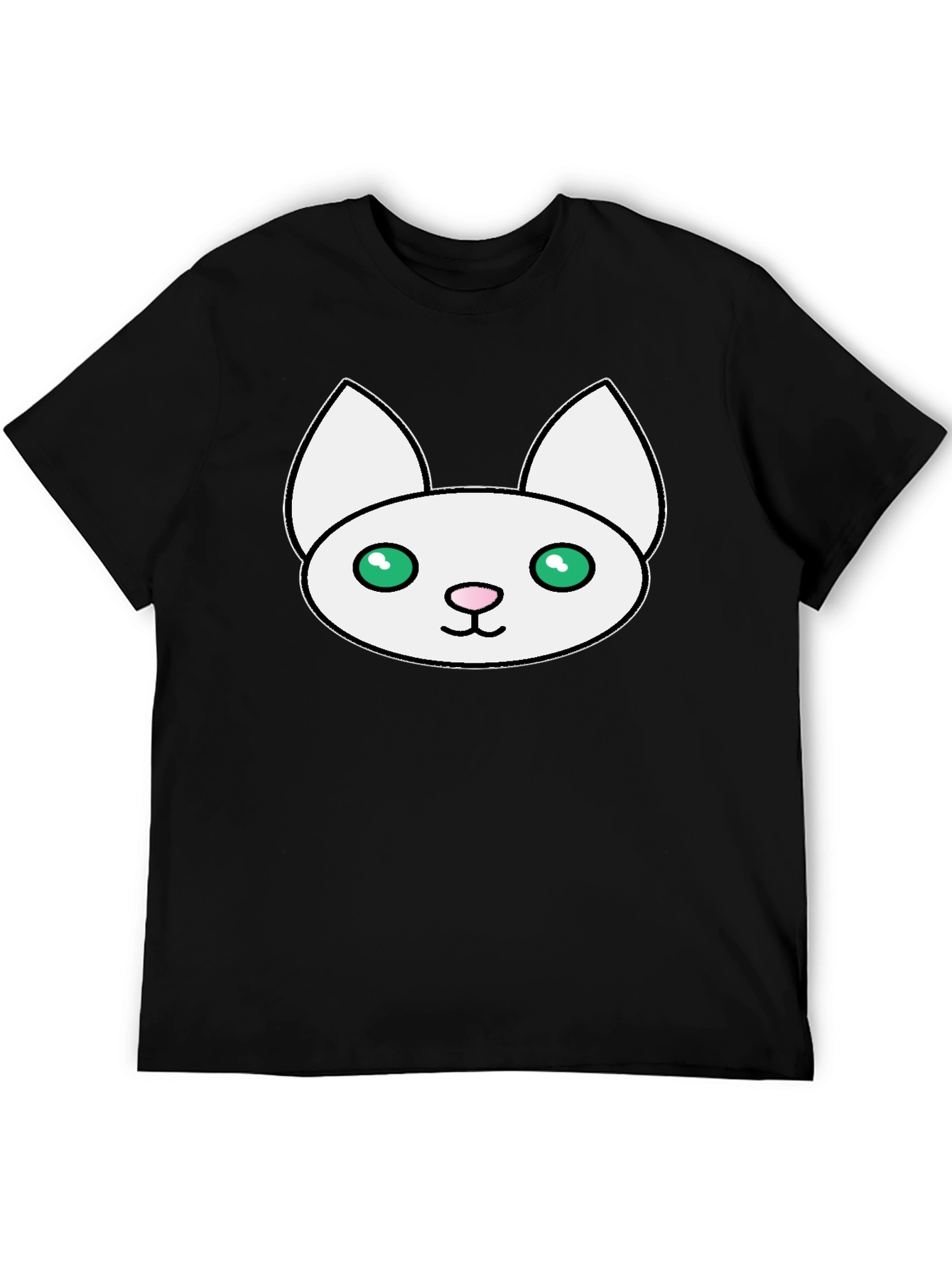 Cute Cat Face Graphic Black T-Shirt