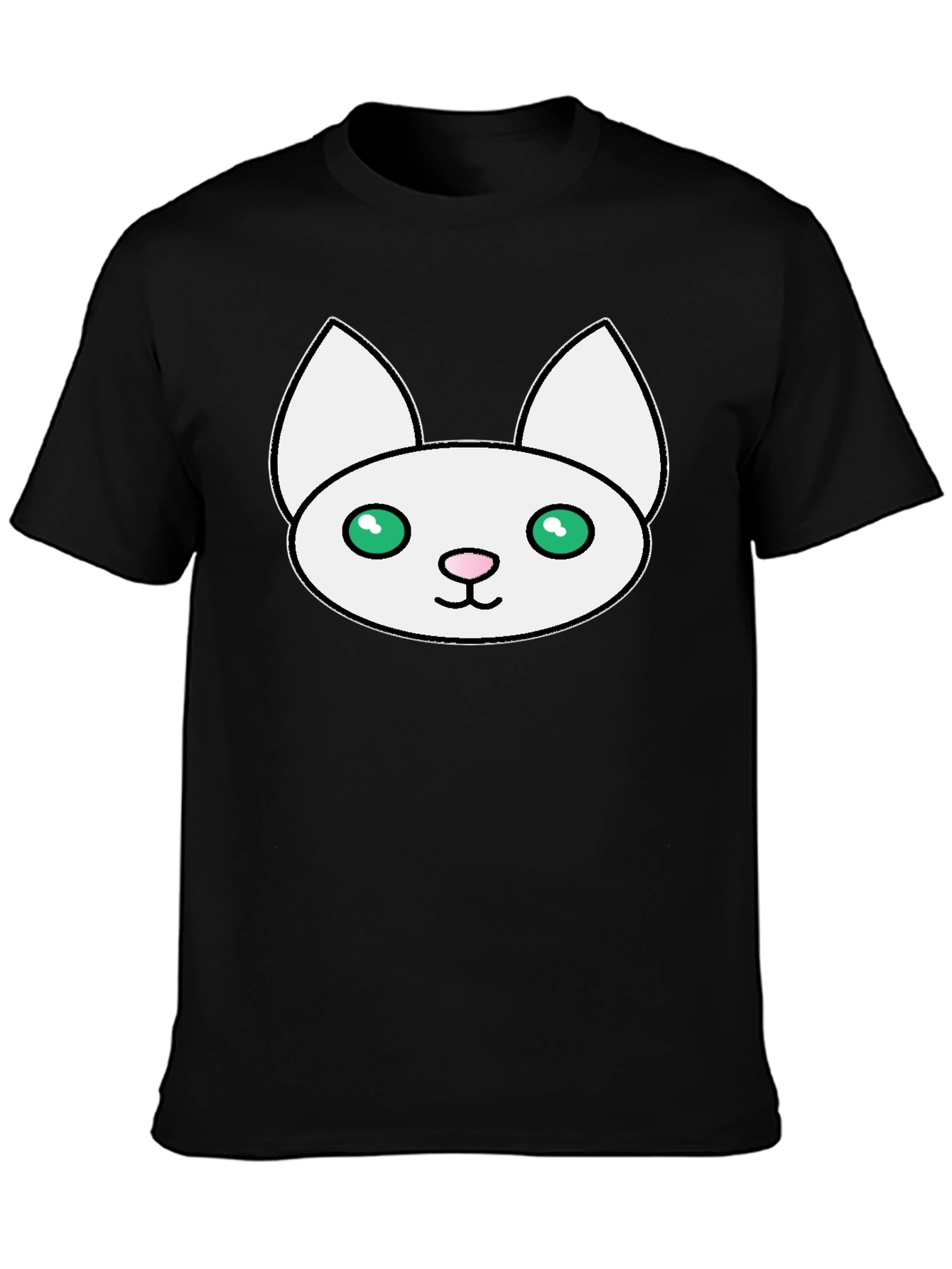 Cute Cat Face Graphic Black T-Shirt