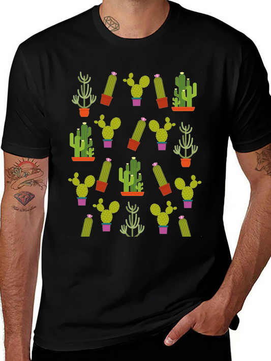 Cactus Pattern T-Shirt - Unique Plant Design