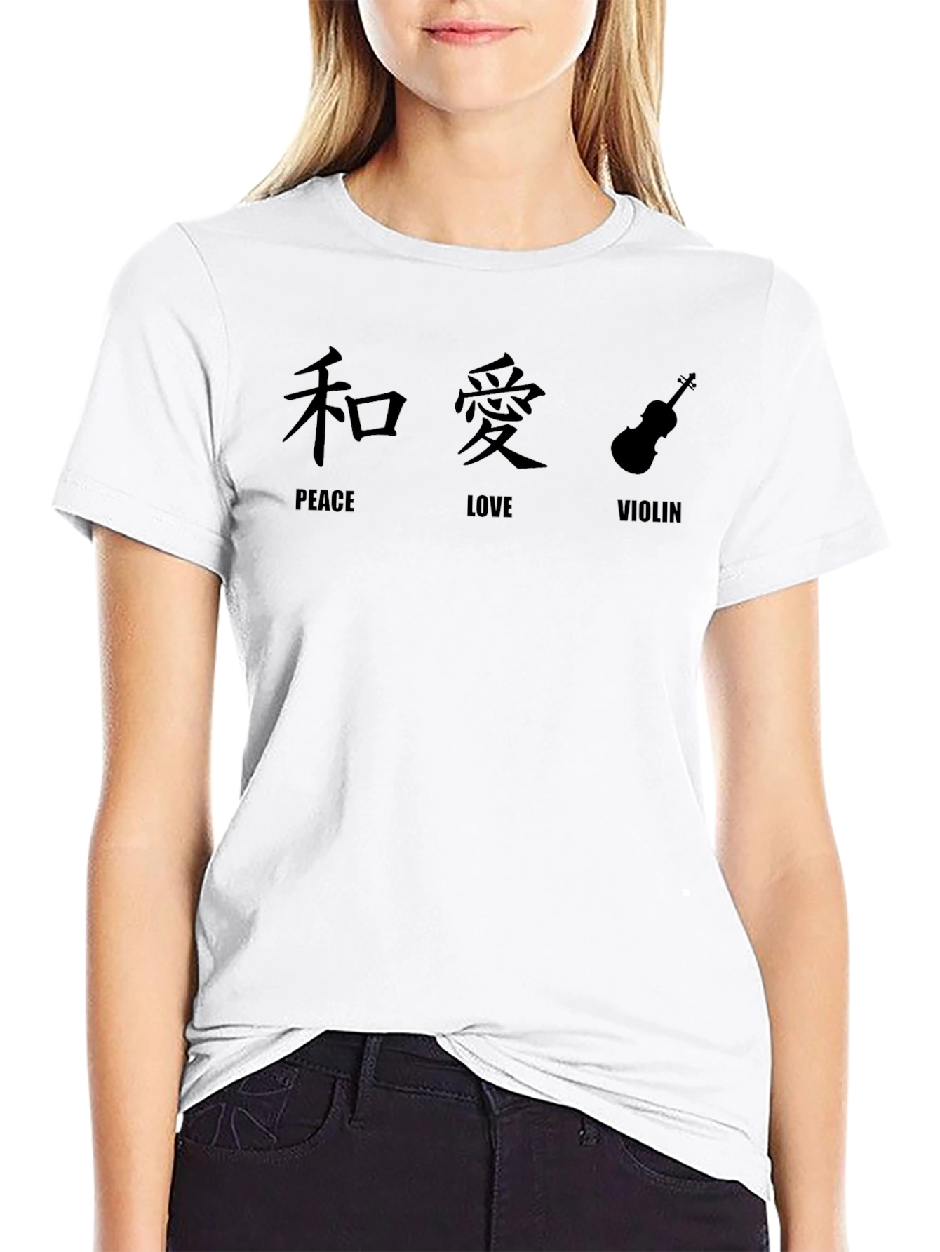 Peace Love Violin Graphic T-Shirt