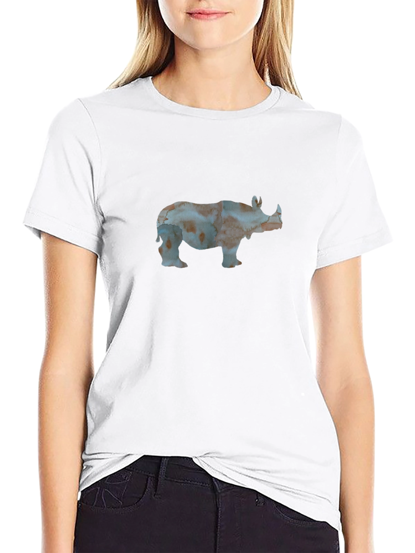 Rhino Graphic Print Black Tee