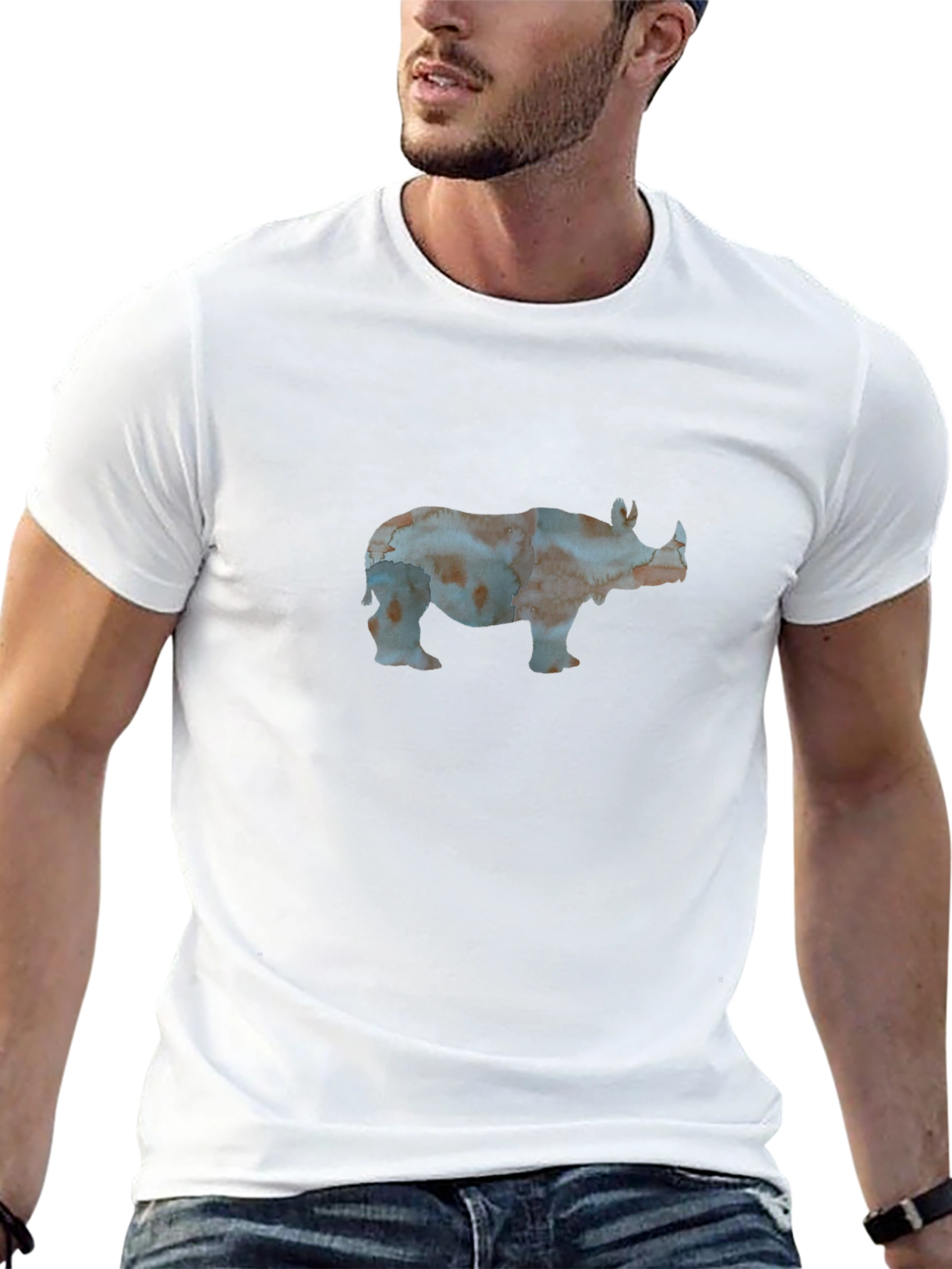 Rhino Graphic Print Black Tee