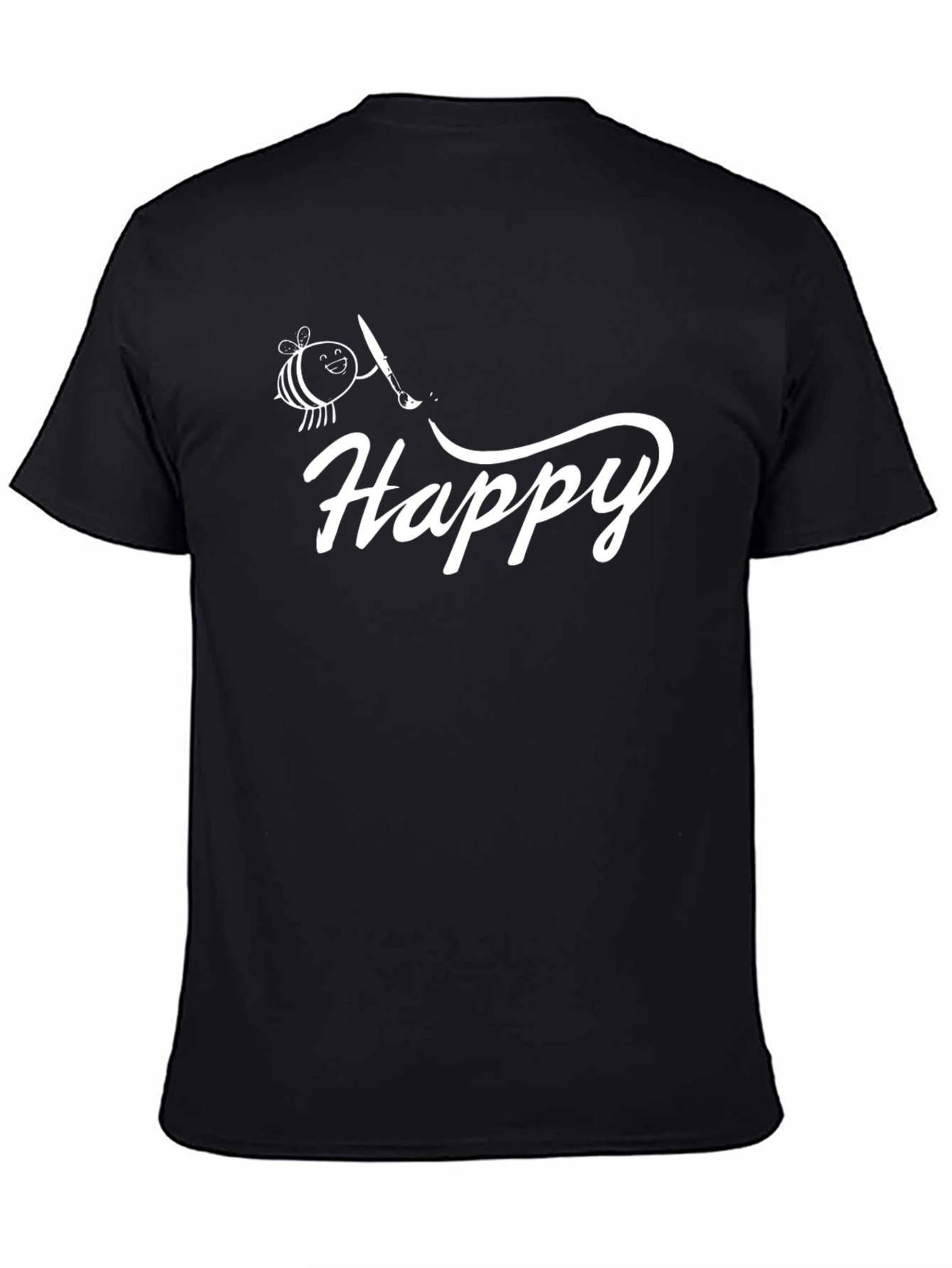 Happy Bee Painting T-Shirt - Casual Cotton Tee
