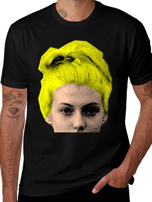 Abstract Portrait Graphic Print Black T-Shirt