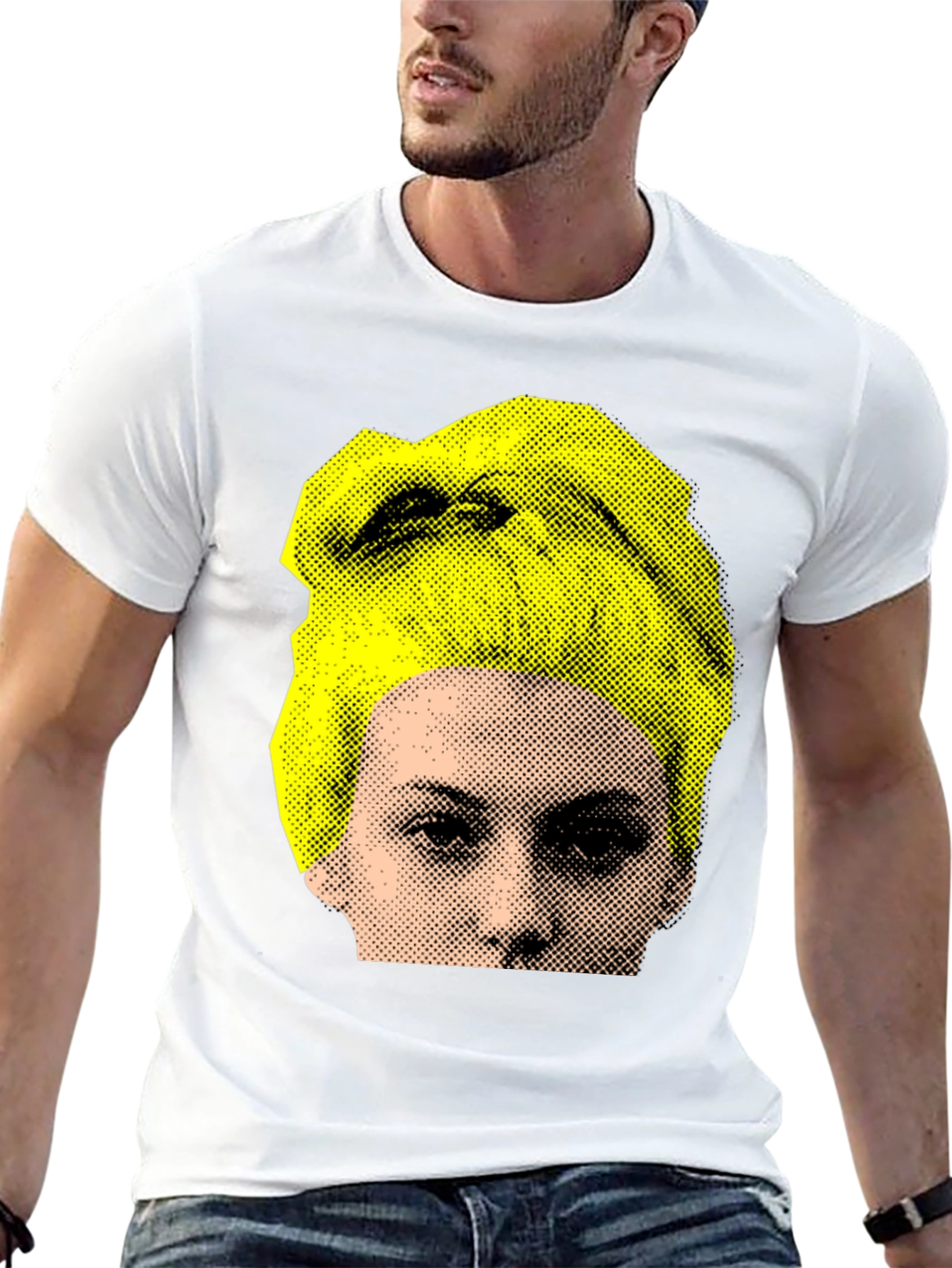 Abstract Portrait Graphic Print Black T-Shirt
