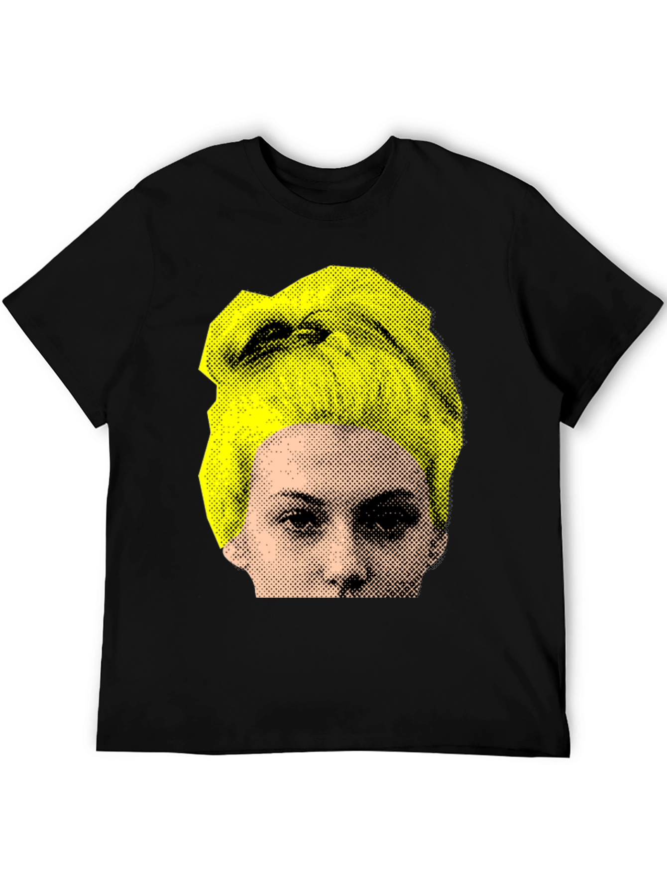 Abstract Portrait Graphic Print Black T-Shirt