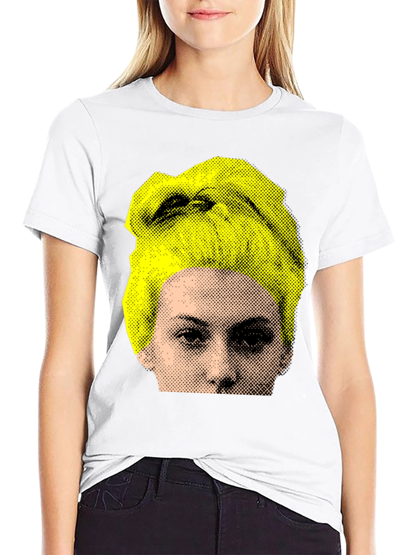 Abstract Portrait Graphic Print Black T-Shirt