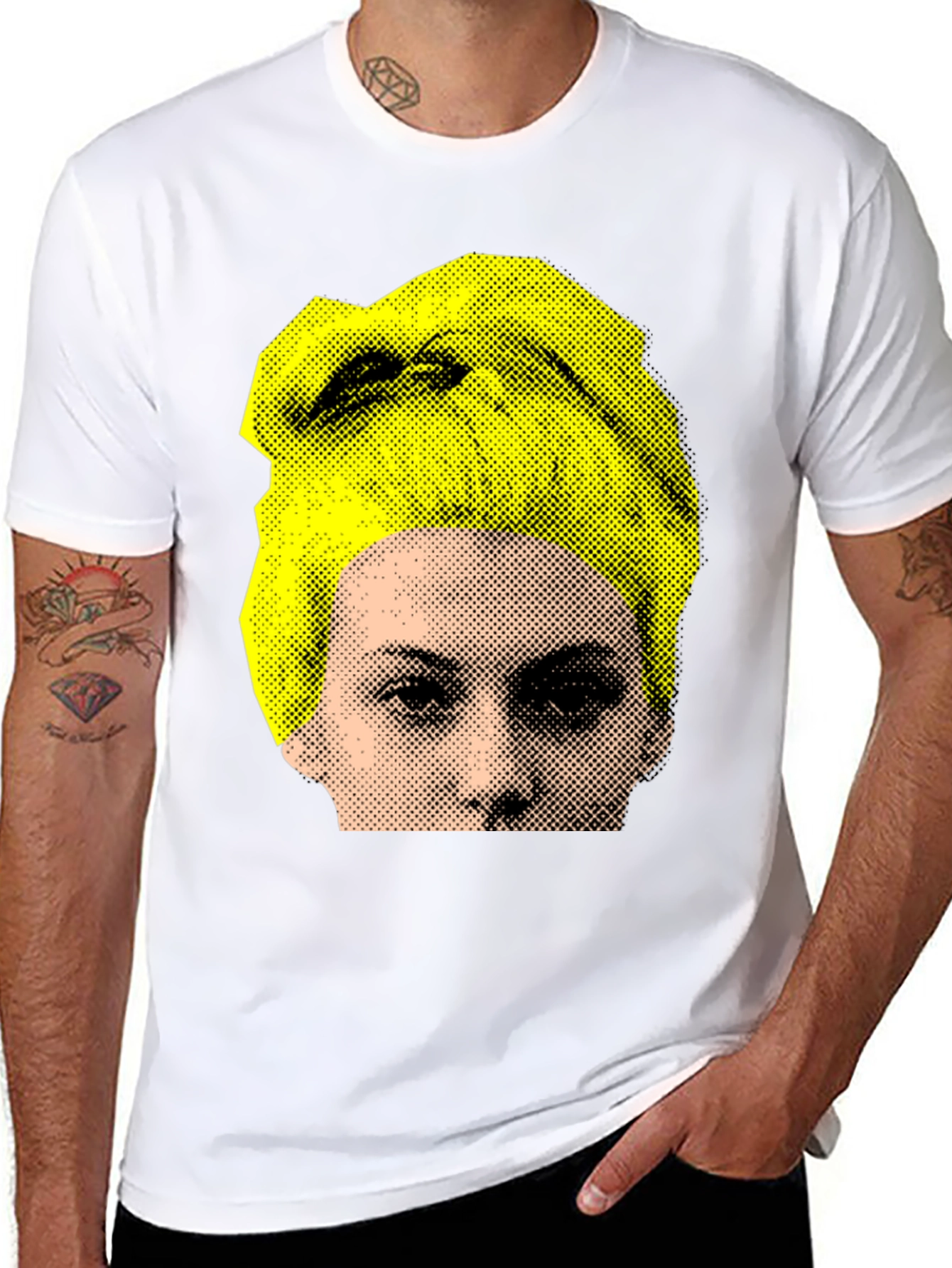 Abstract Portrait Graphic Print Black T-Shirt