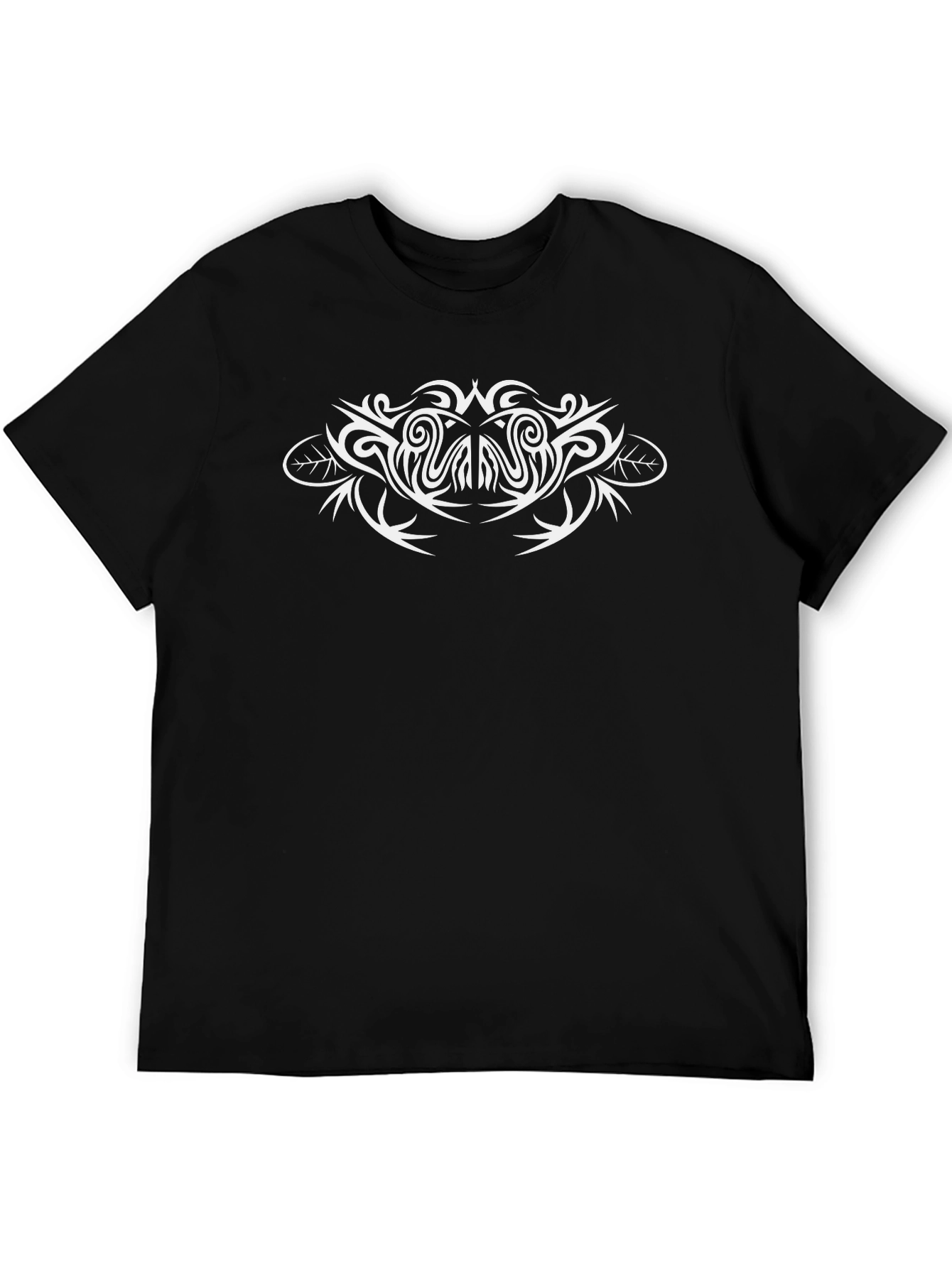 Mens Black T-Shirt with White Tribal Design