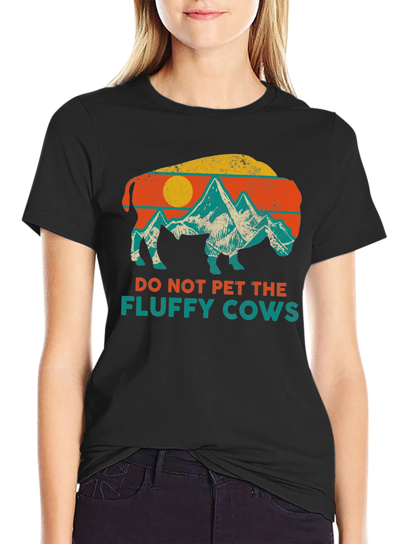 Do Not Pet Fluffy Cows Bison Graphic Tee