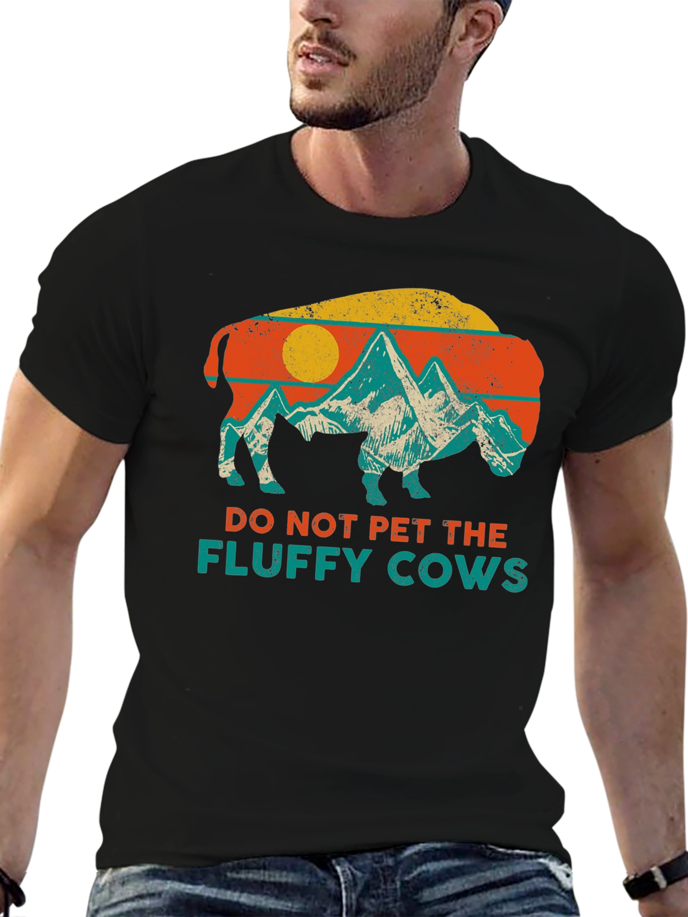 Do Not Pet Fluffy Cows Bison Graphic Tee