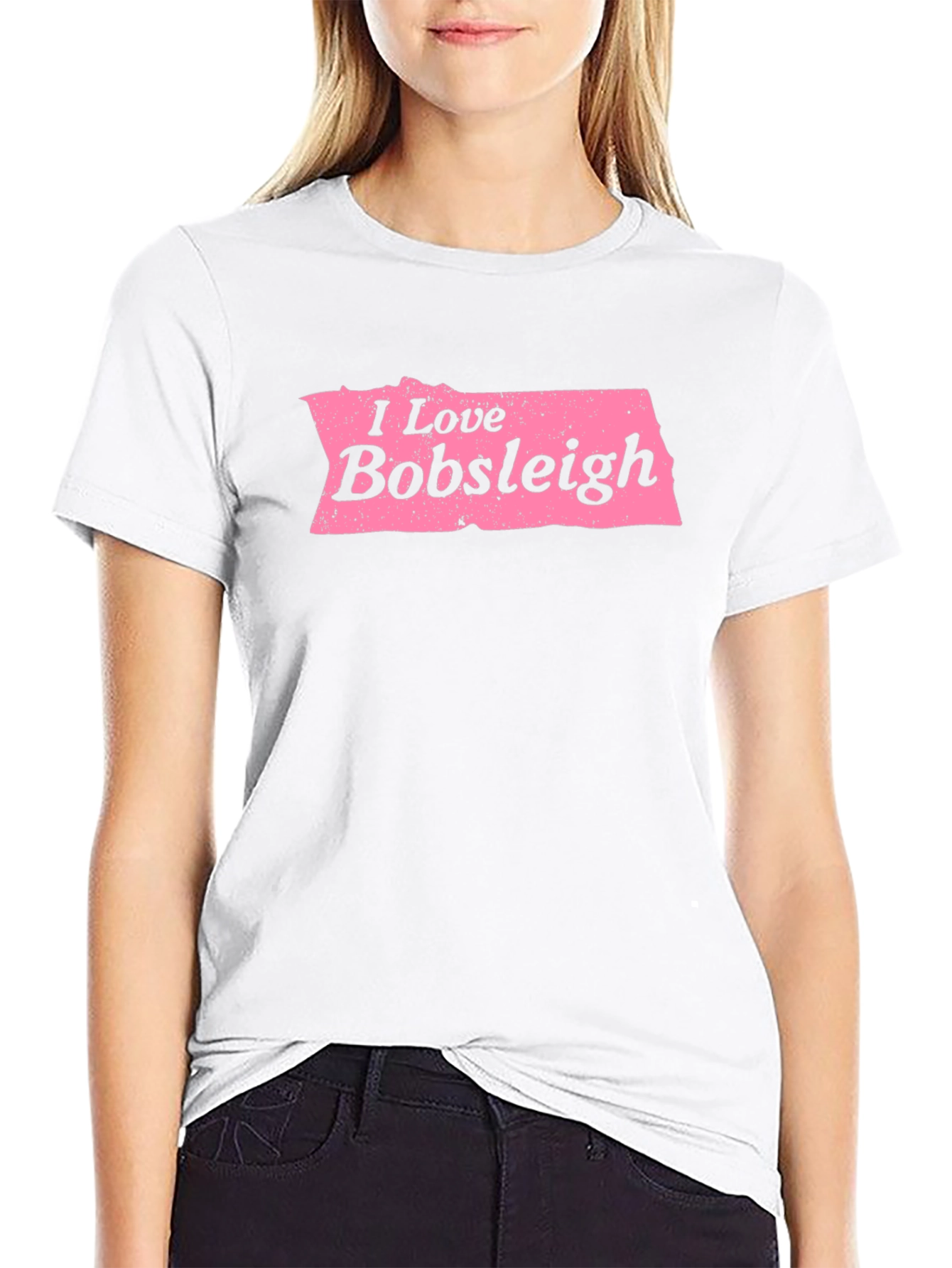 I Love Bobsleigh Black Graphic Tee Shirt