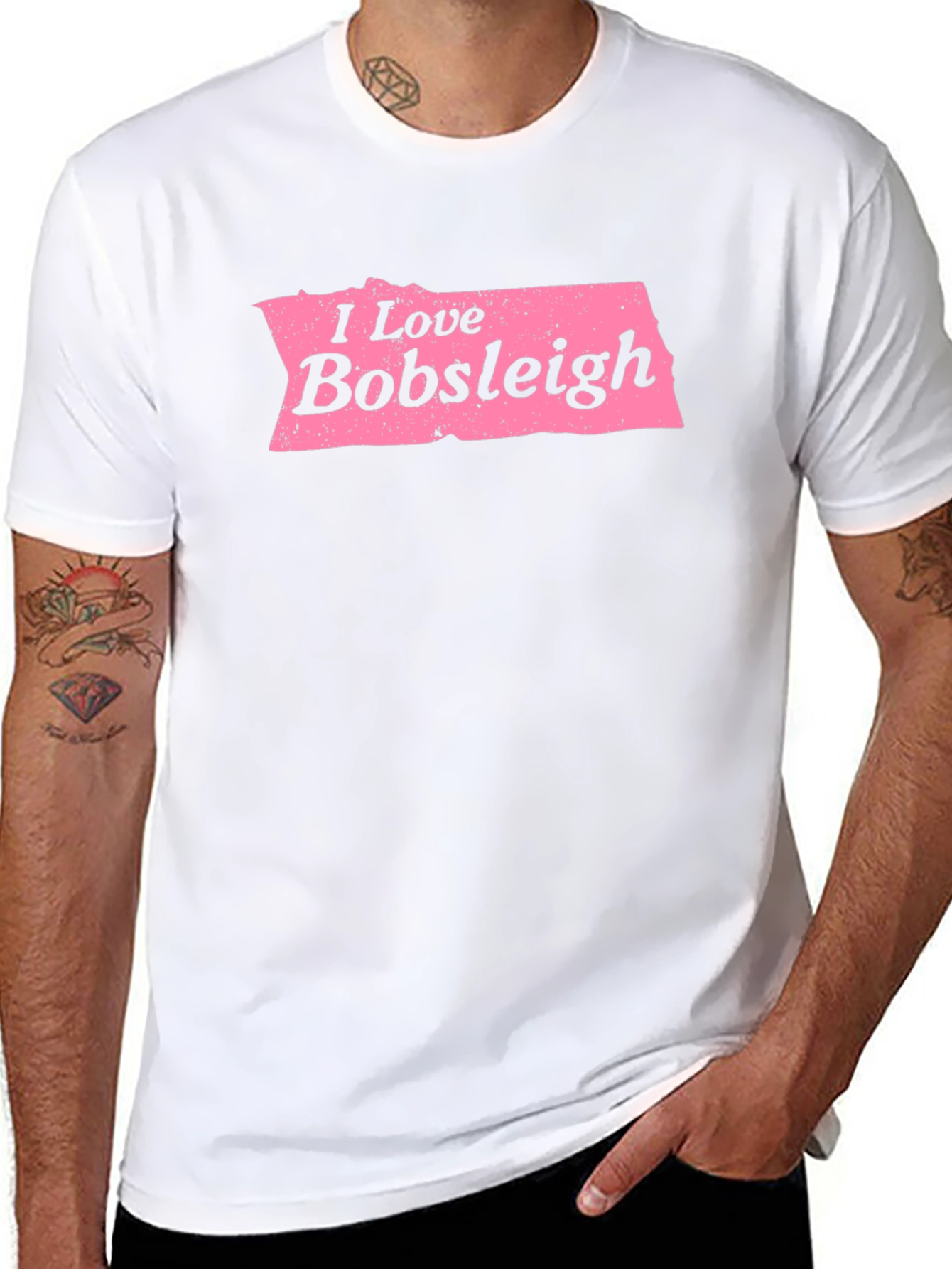 I Love Bobsleigh Black Graphic Tee Shirt