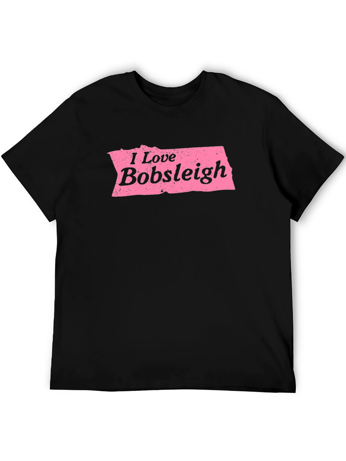 I Love Bobsleigh Black Graphic Tee Shirt