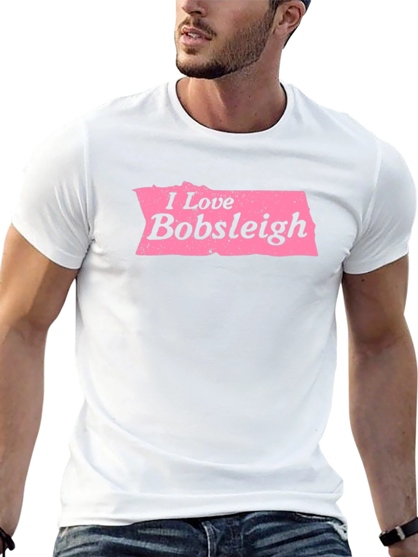 I Love Bobsleigh Black Graphic Tee Shirt
