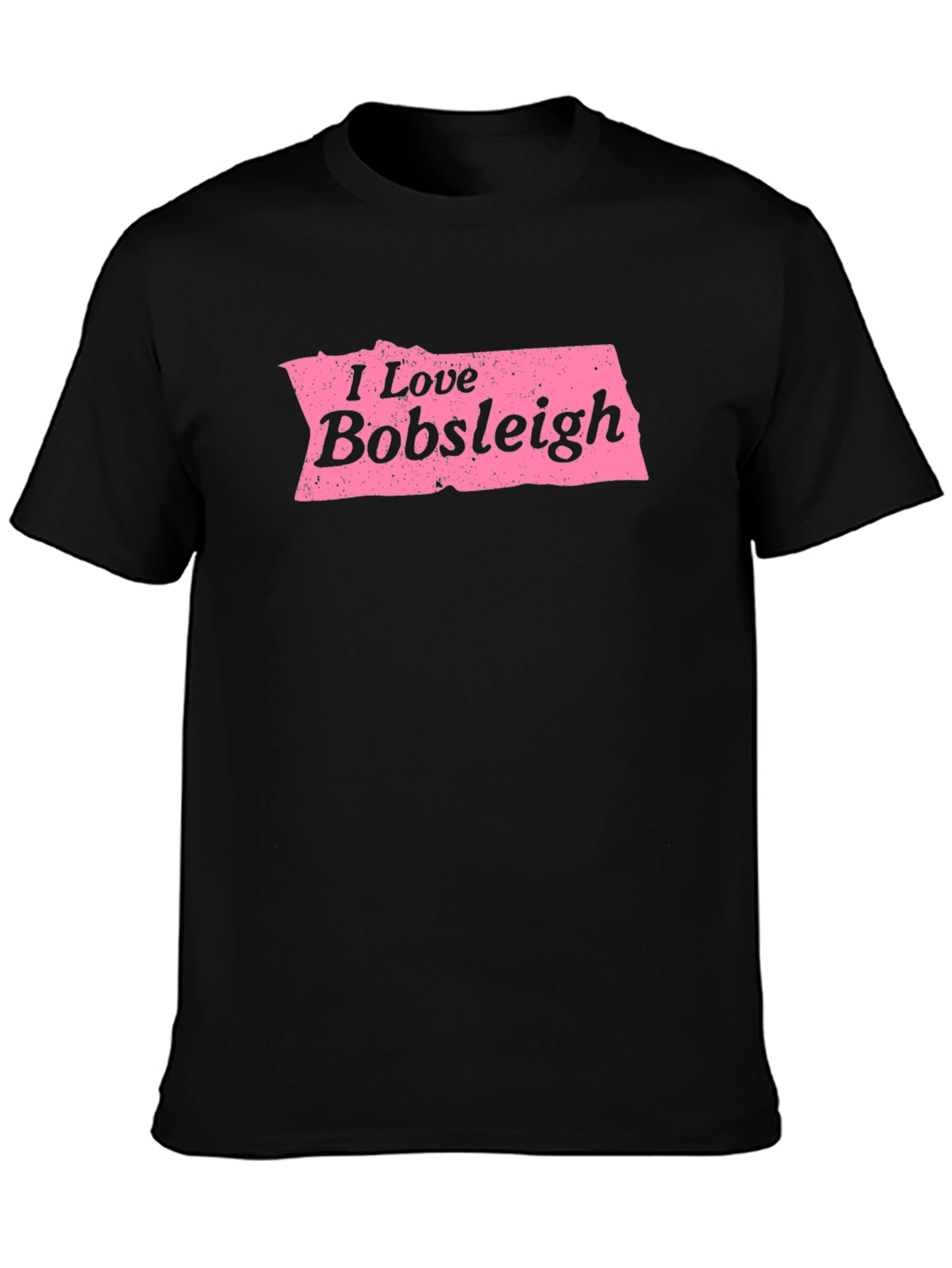 I Love Bobsleigh Black Graphic Tee Shirt