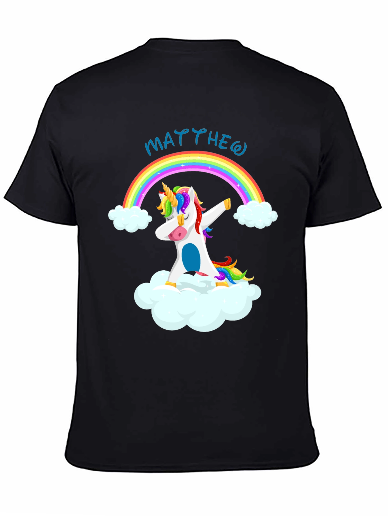 Rainbow Unicorn Dab Personalized Black T-Shirt
