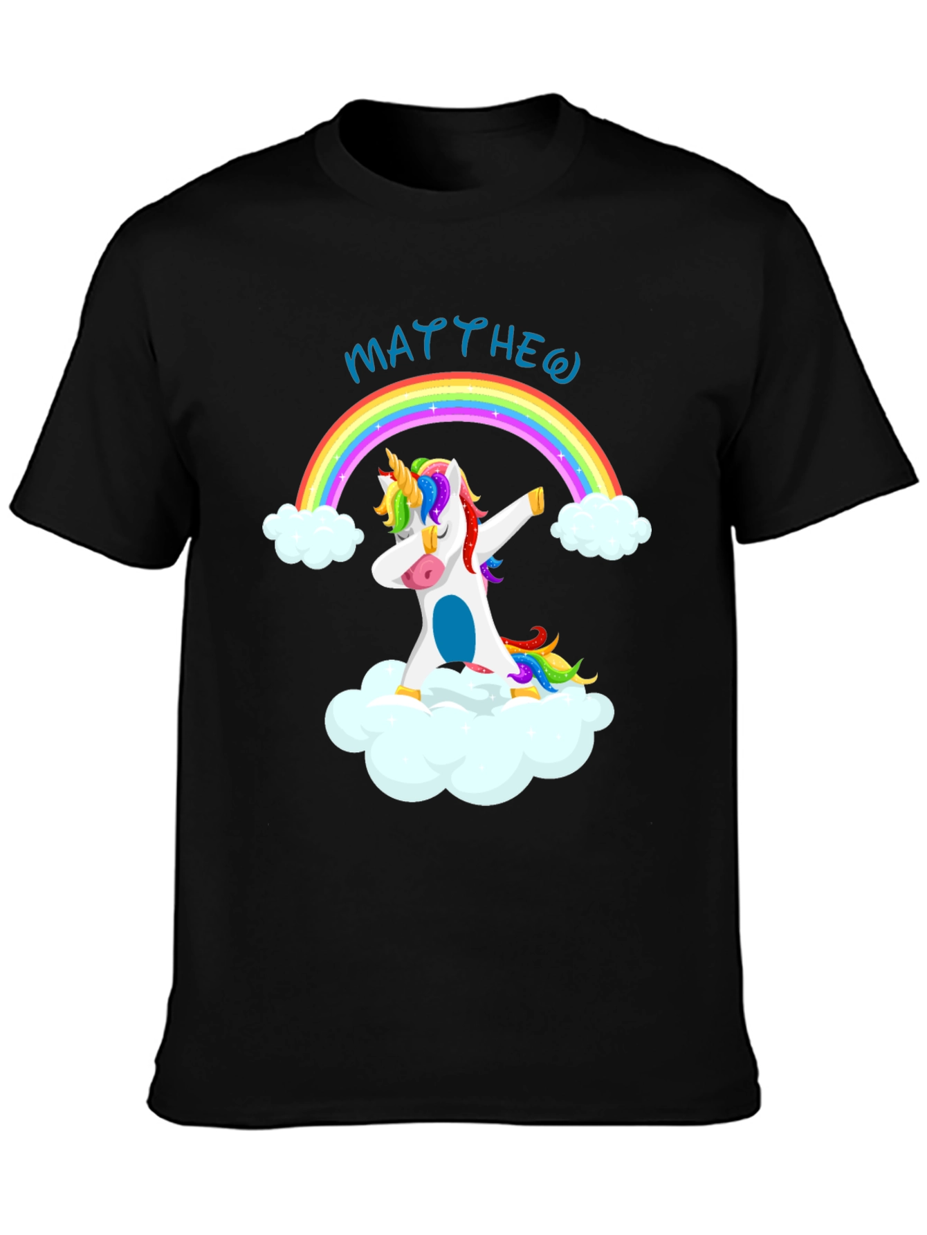 Rainbow Unicorn Dab Personalized Black T-Shirt