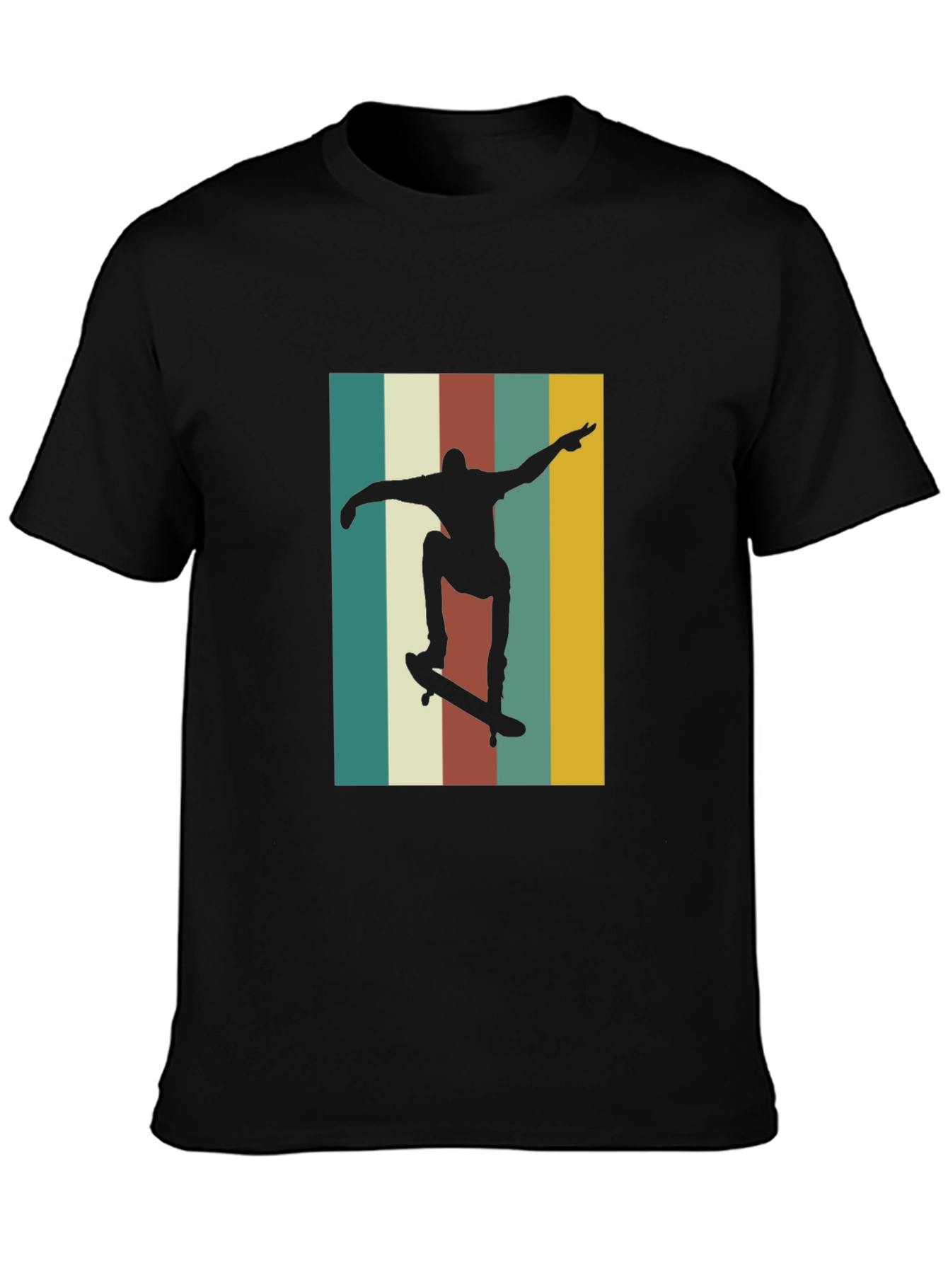 Retro Skateboarder Graphic Tee - Black