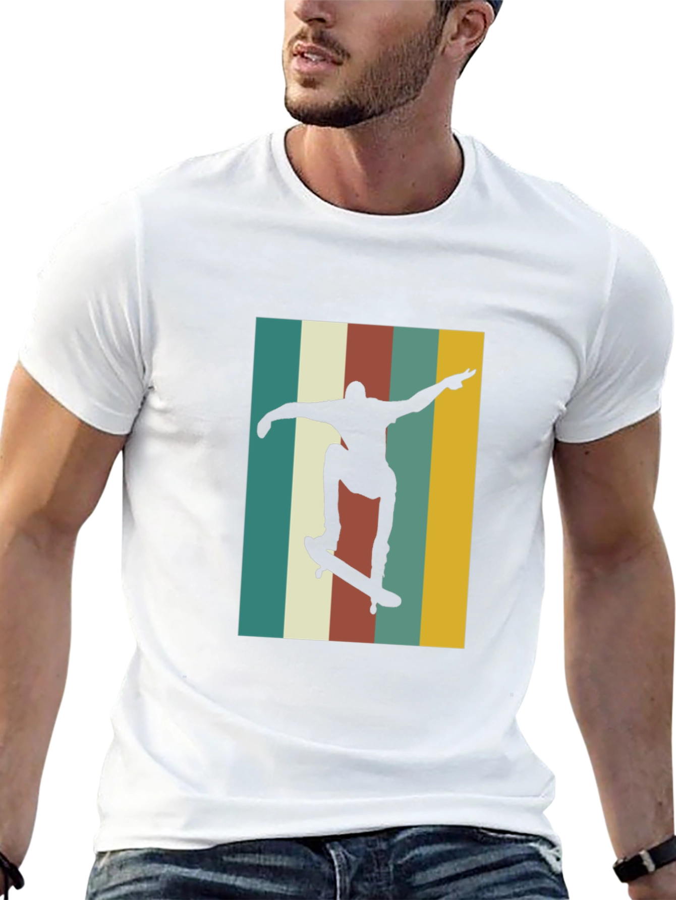 Retro Skateboarder Graphic Tee - Black