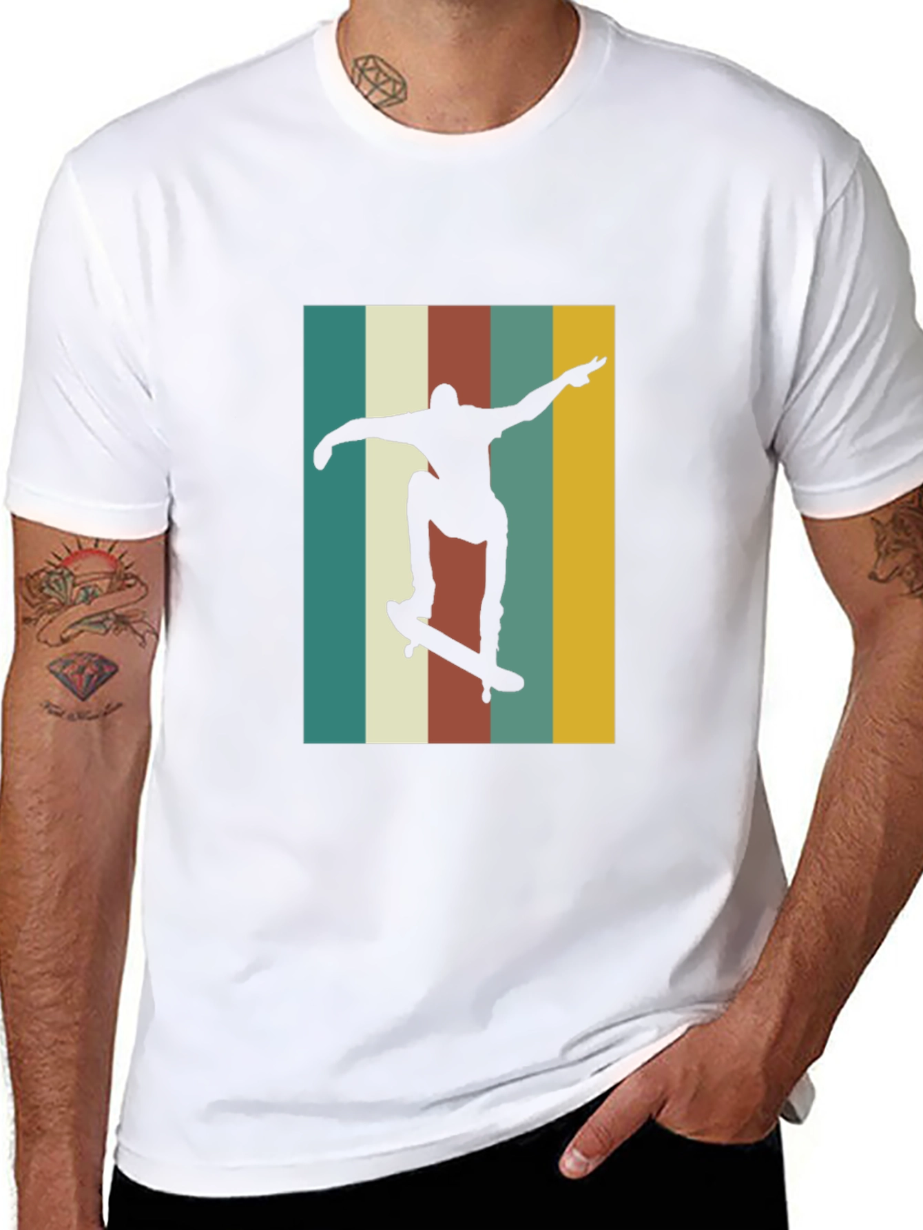 Retro Skateboarder Graphic Tee - Black