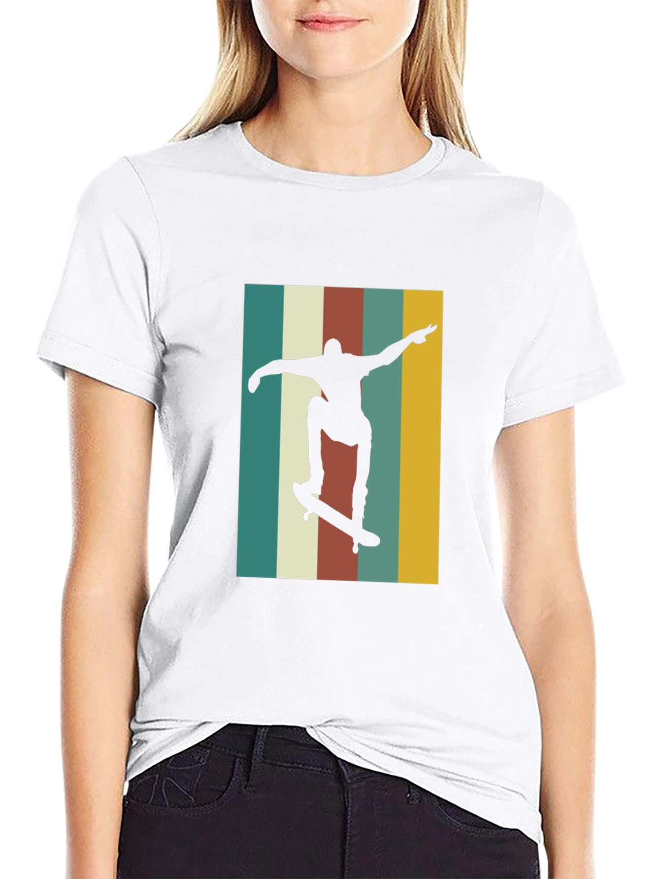 Retro Skateboarder Graphic Tee - Black