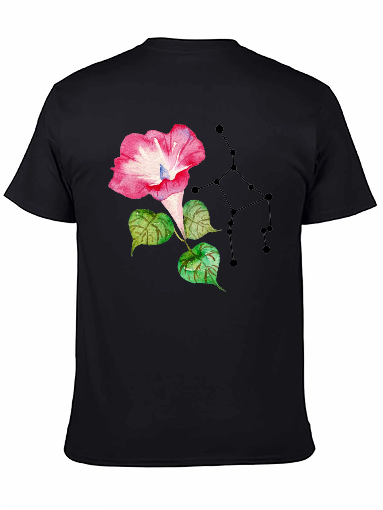 Floral Constellation Graphic Tee - Stylish Black T-Shirt