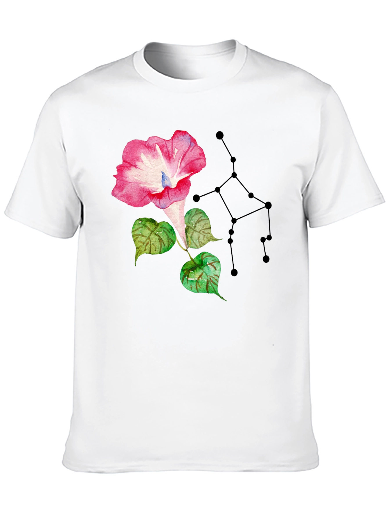 Floral Constellation Graphic Tee - Stylish Black T-Shirt