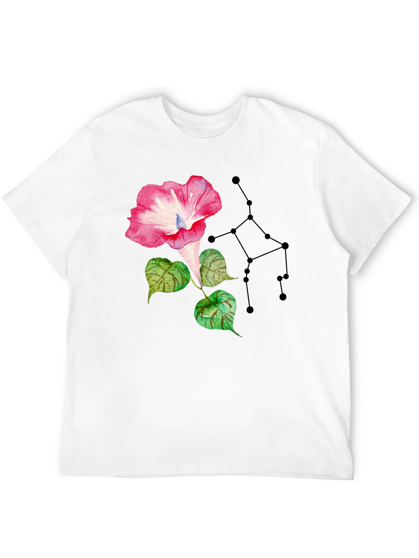 Floral Constellation Graphic Tee - Stylish Black T-Shirt