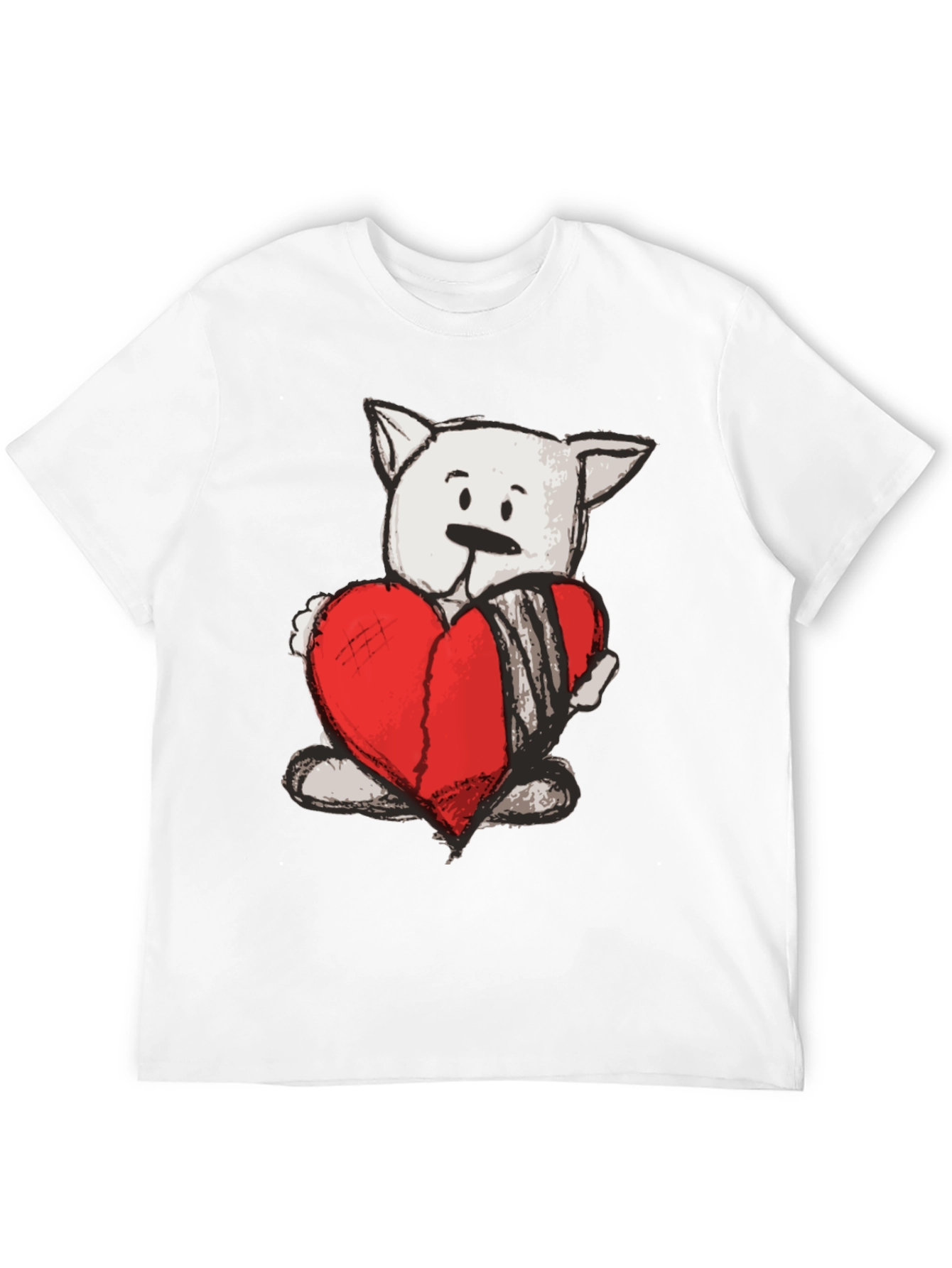 Heart Bear Graphic Tee - Soft Cotton Casual T-Shirt