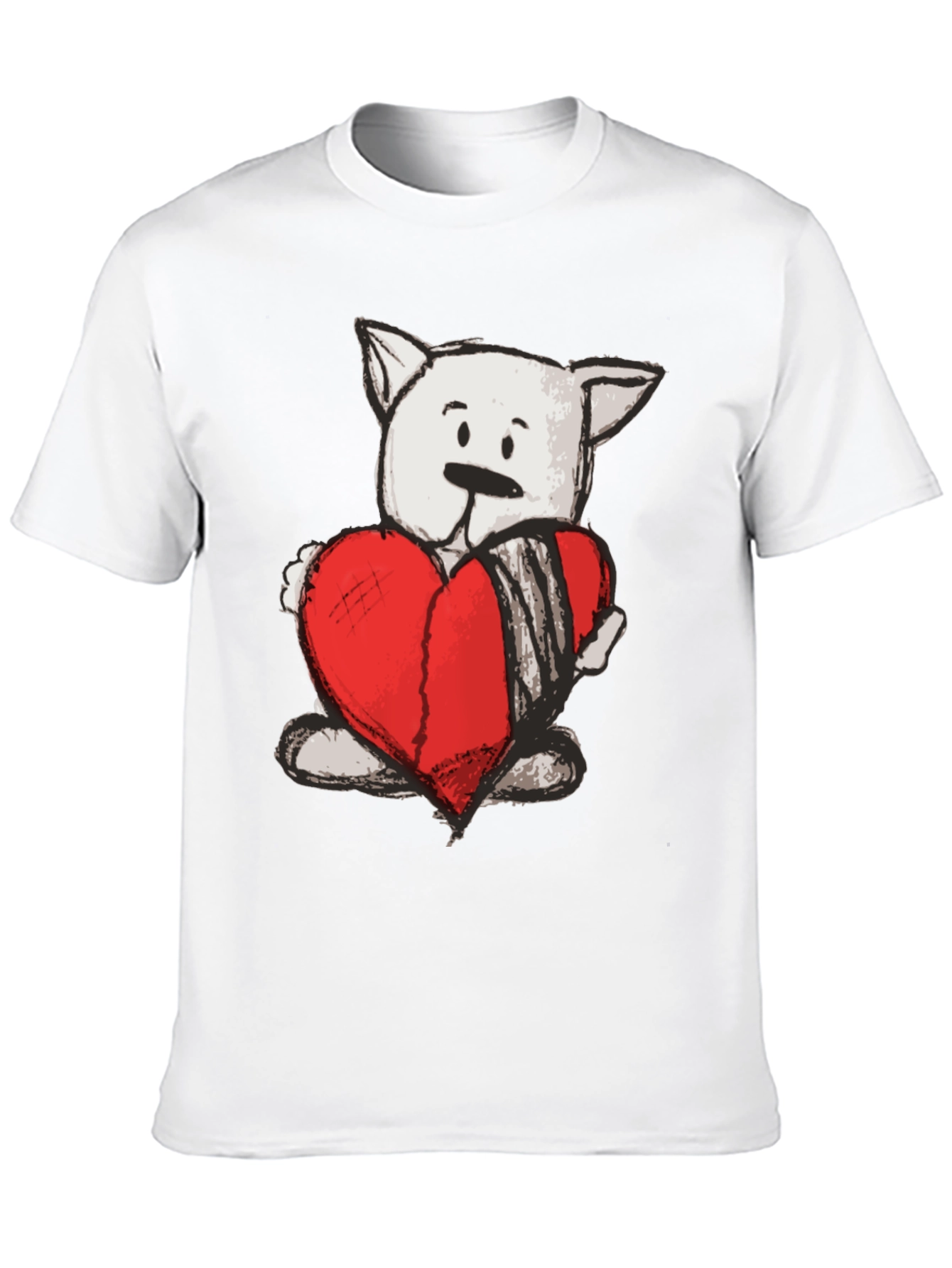 Heart Bear Graphic Tee - Soft Cotton Casual T-Shirt