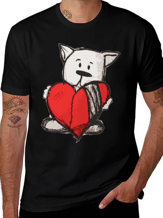 Heart Bear Graphic Tee - Soft Cotton Casual T-Shirt