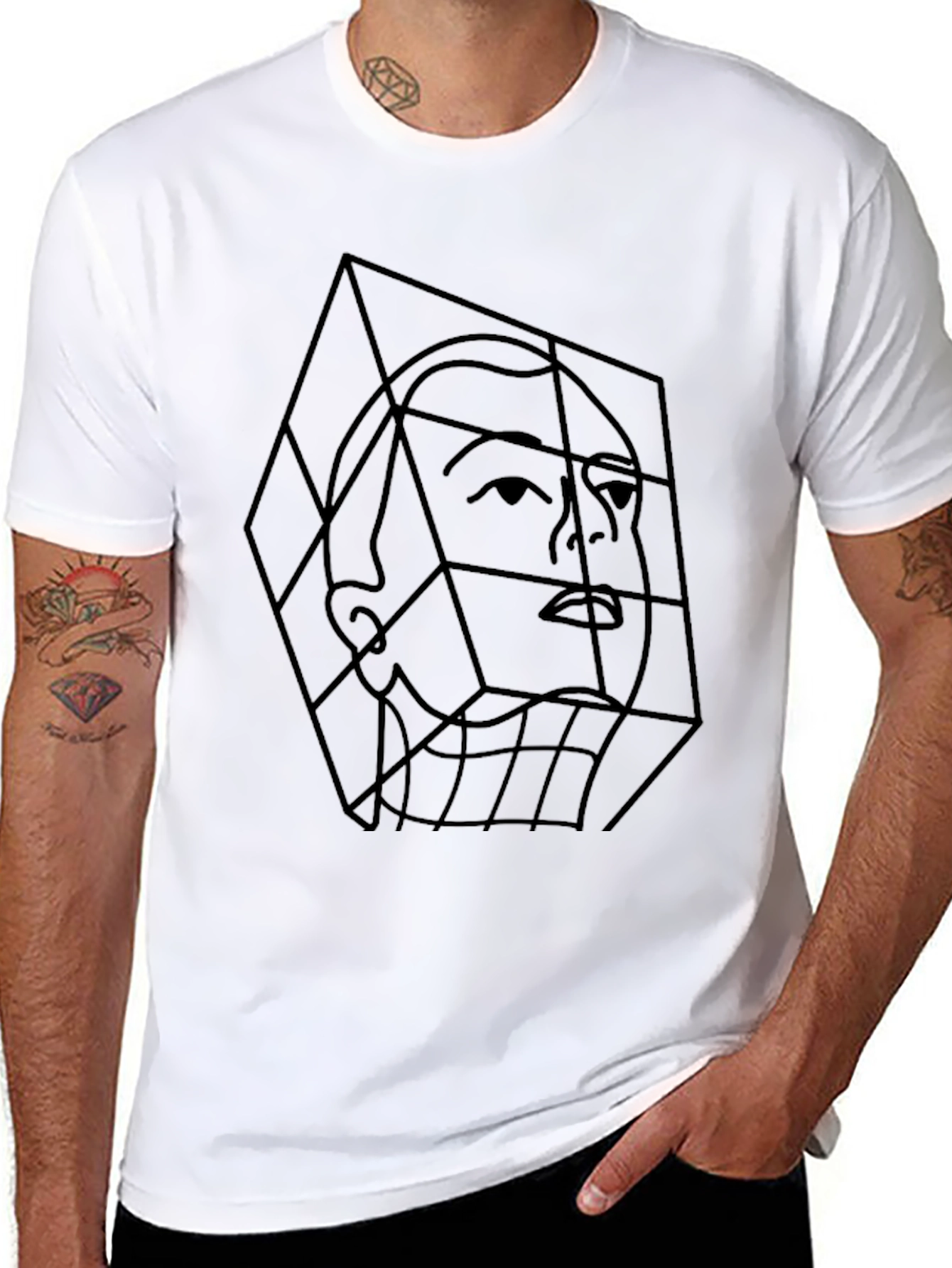 Geometric Face Tee - Modern Art T-Shirt