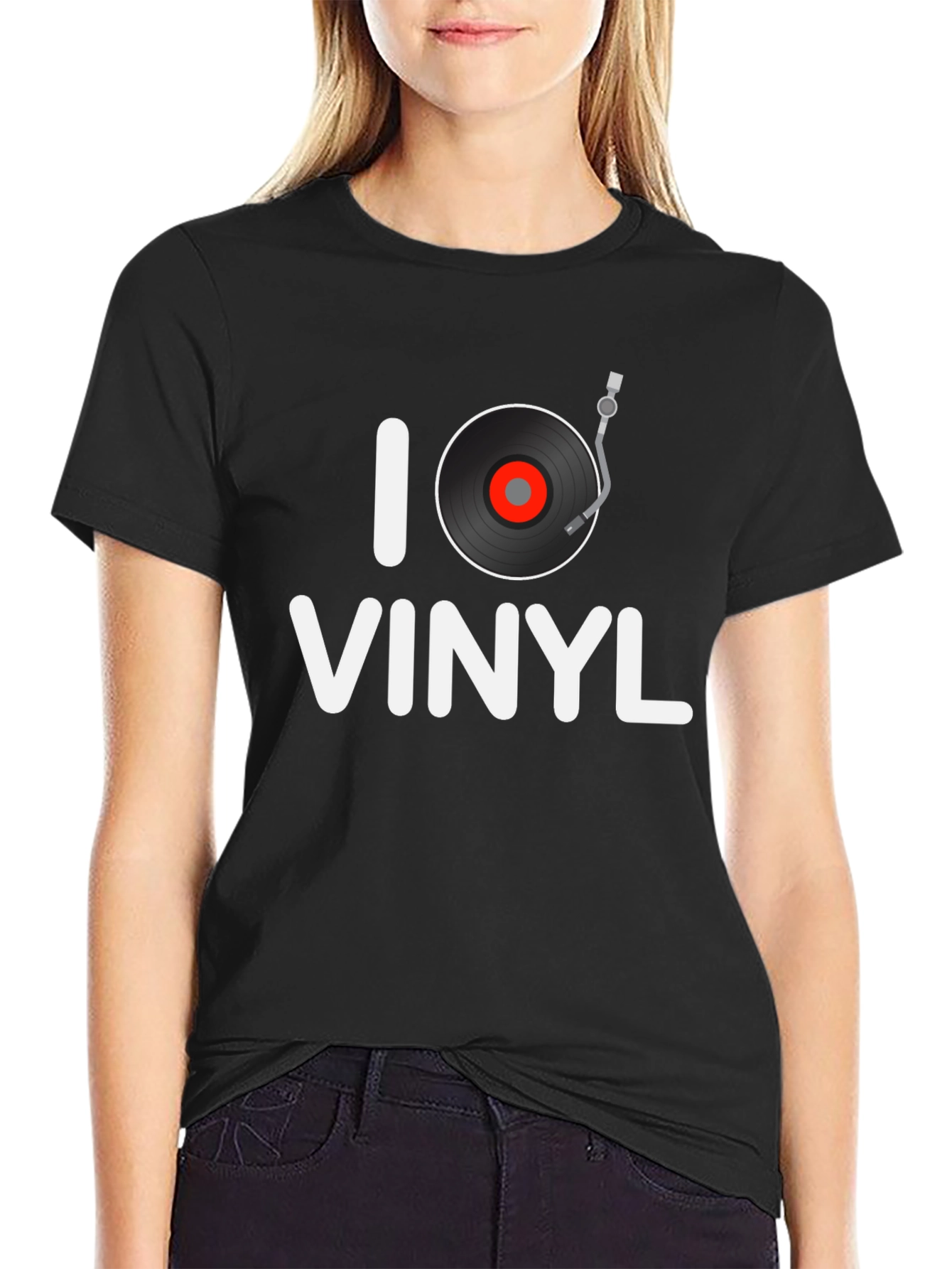 I Heart Vinyl Graphic Tee - Black T-Shirt