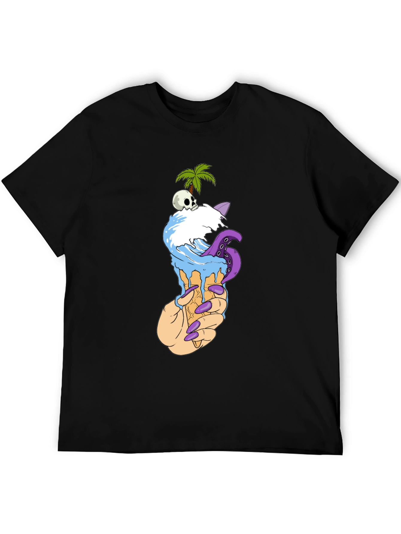 Ice Cream Cone Skull Palm Tree Graphic Tee