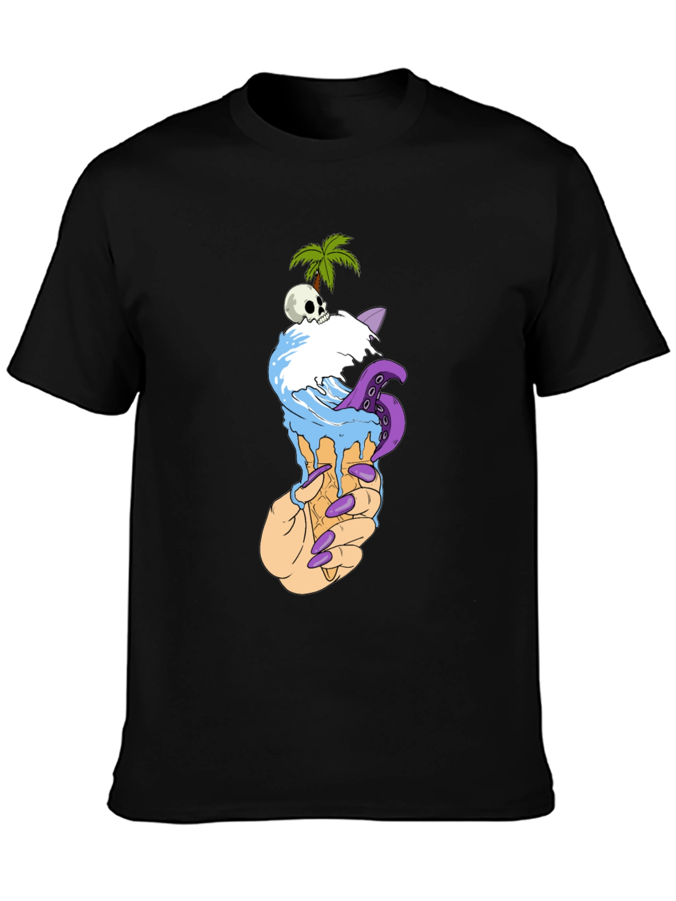 Ice Cream Cone Skull Palm Tree Graphic Tee
