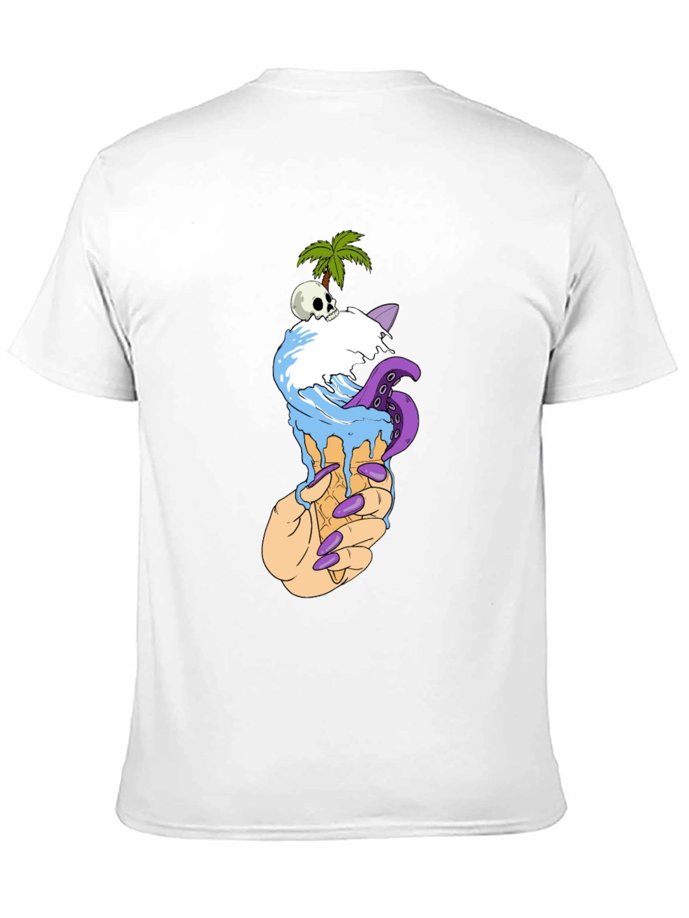 Ice Cream Cone Skull Palm Tree Graphic Tee