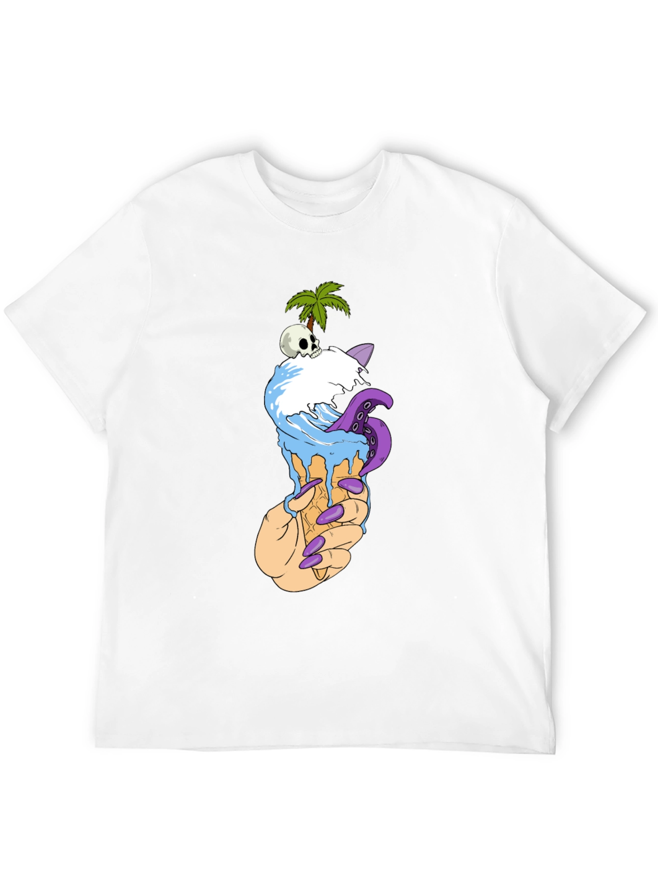 Ice Cream Cone Skull Palm Tree Graphic Tee