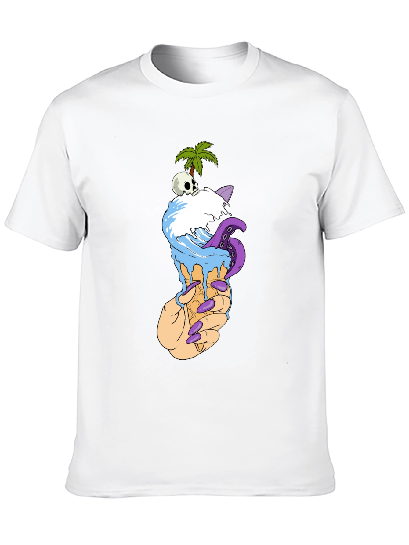 Ice Cream Cone Skull Palm Tree Graphic Tee