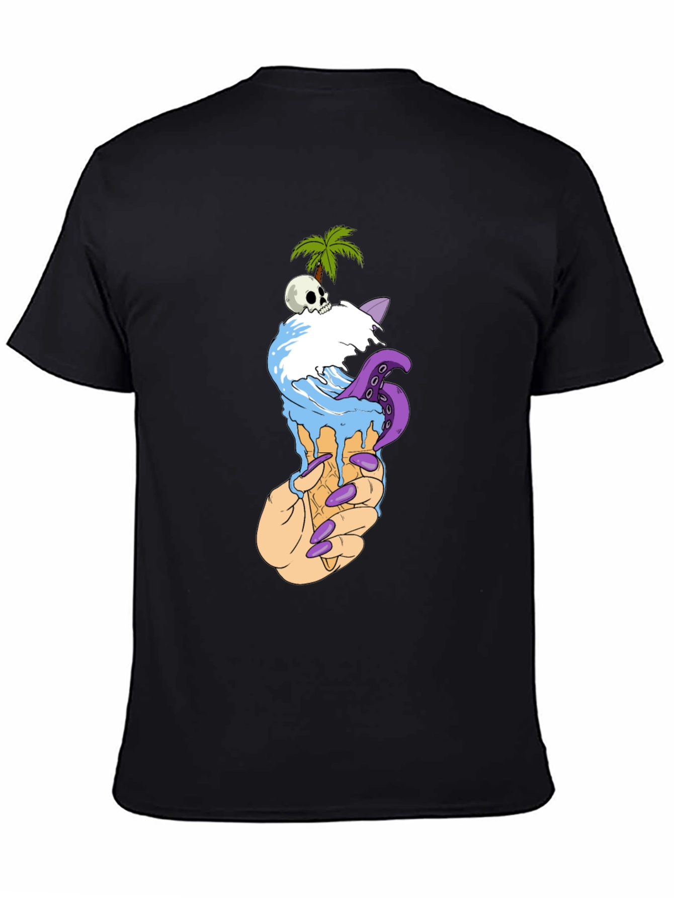 Ice Cream Cone Skull Palm Tree Graphic Tee