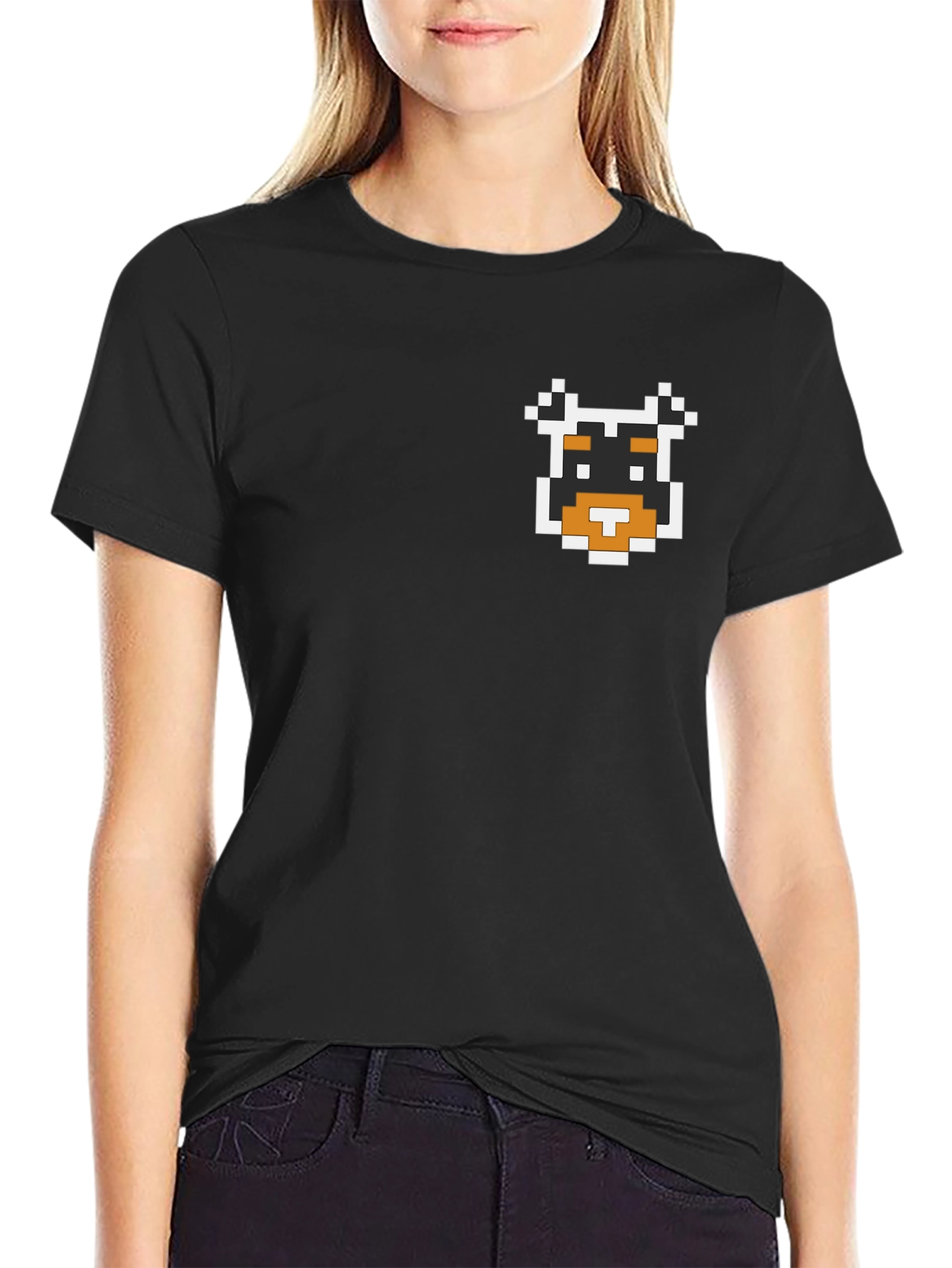 Pixel Dog Graphic T-Shirt - Soft Black Cotton Tee