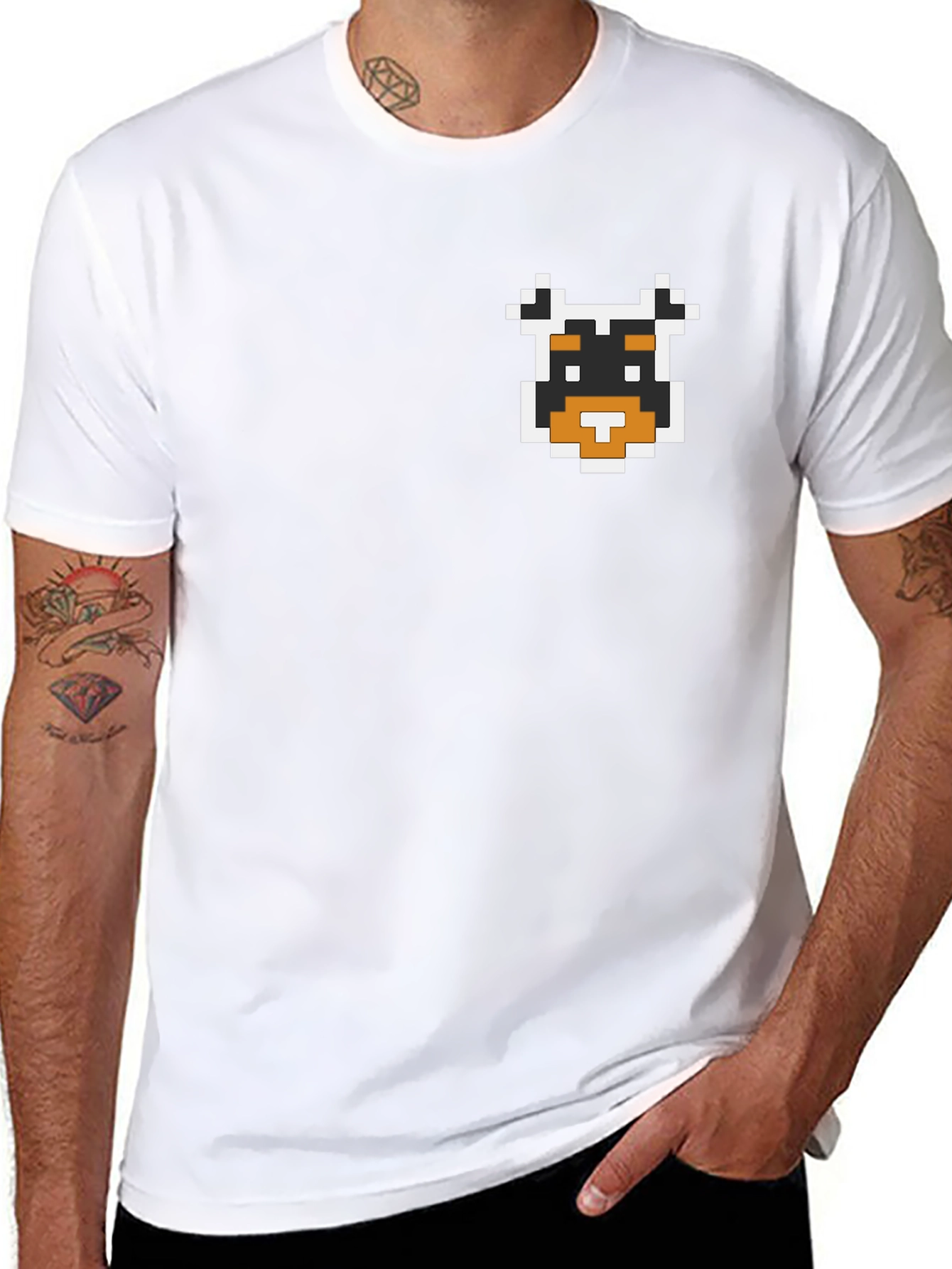 Pixel Dog Graphic T-Shirt - Soft Black Cotton Tee
