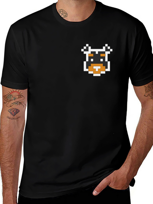 Pixel Dog Graphic T-Shirt - Soft Black Cotton Tee