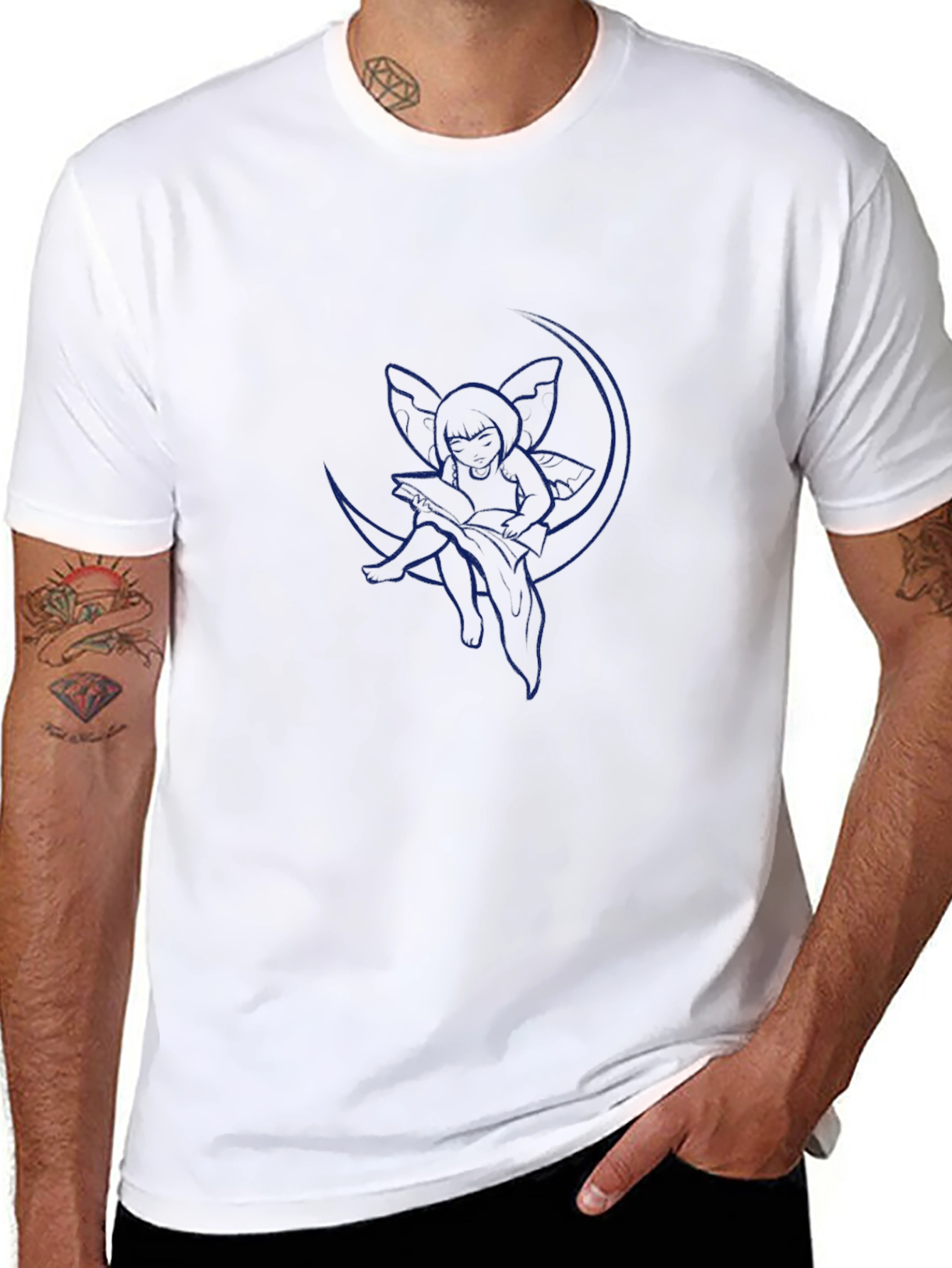 Whimsical Moon Fairy T-Shirt - Black