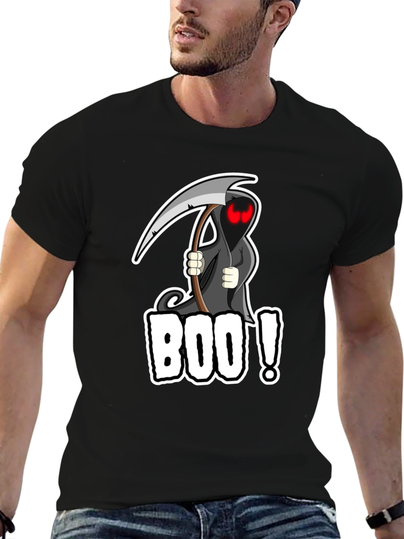 Boo! Grim Reaper Graphic Black T-Shirt