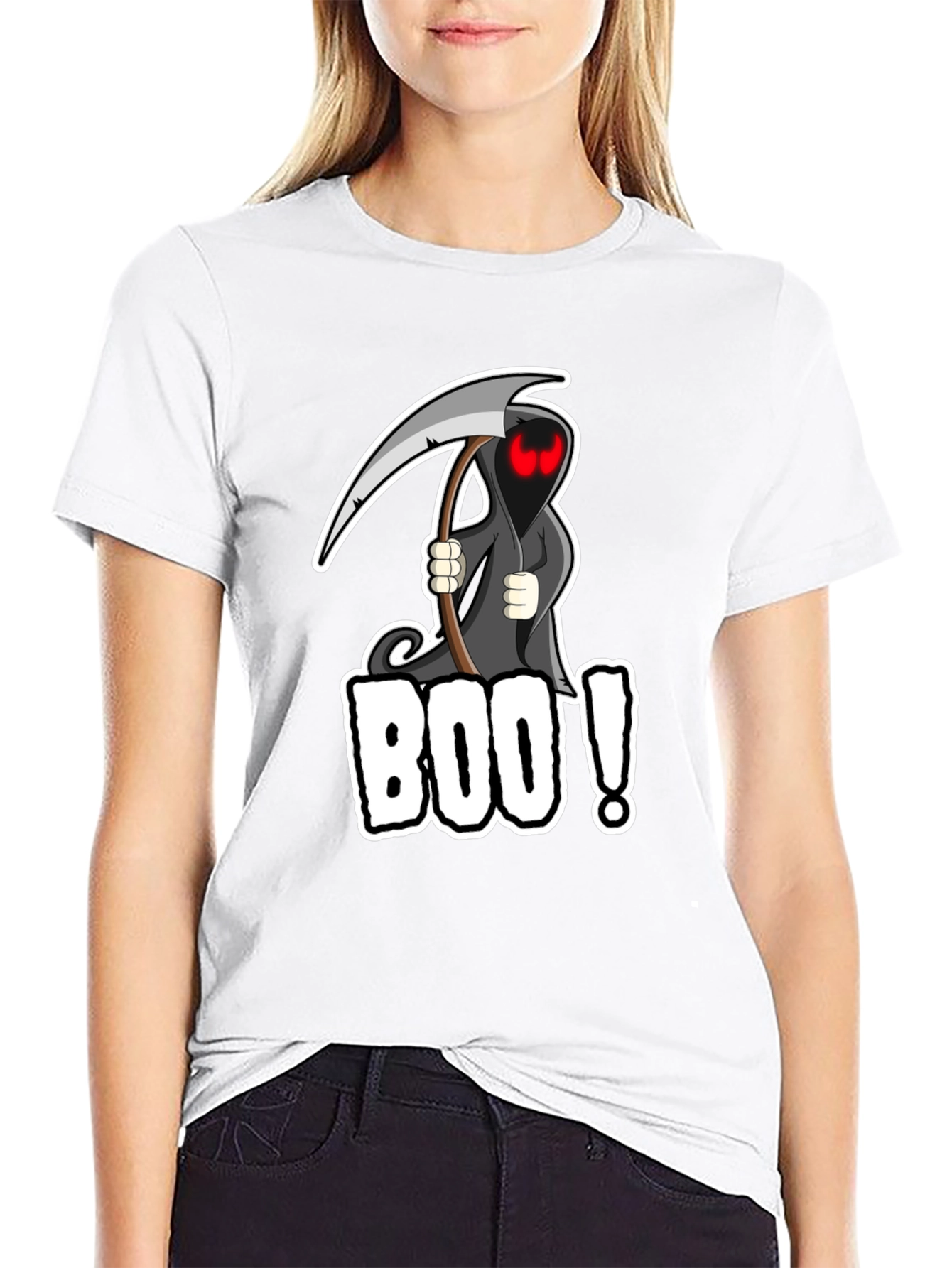 Boo! Grim Reaper Graphic Black T-Shirt
