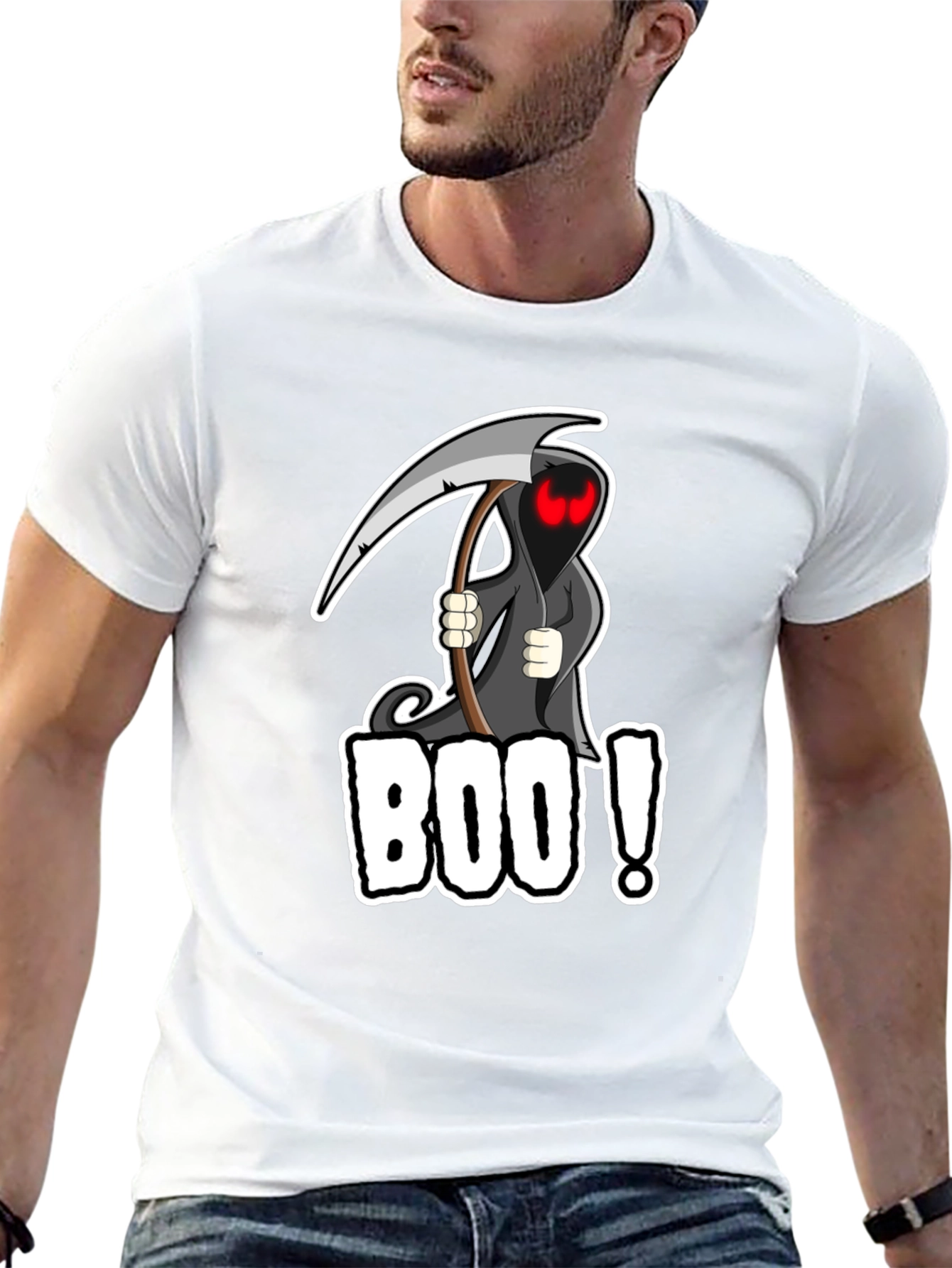 Boo! Grim Reaper Graphic Black T-Shirt